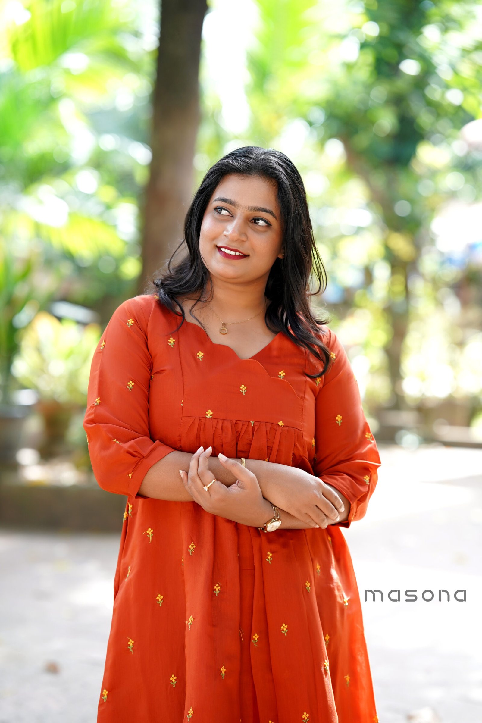 Self Embroidered - Empire Line A-Line Kurti - M1738 - Image 3