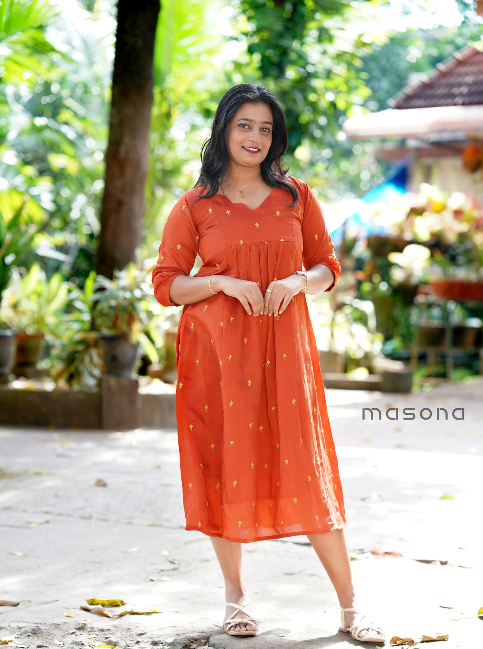 Self Embroidered - Empire Line A-Line Kurti - M1738 - Image 4