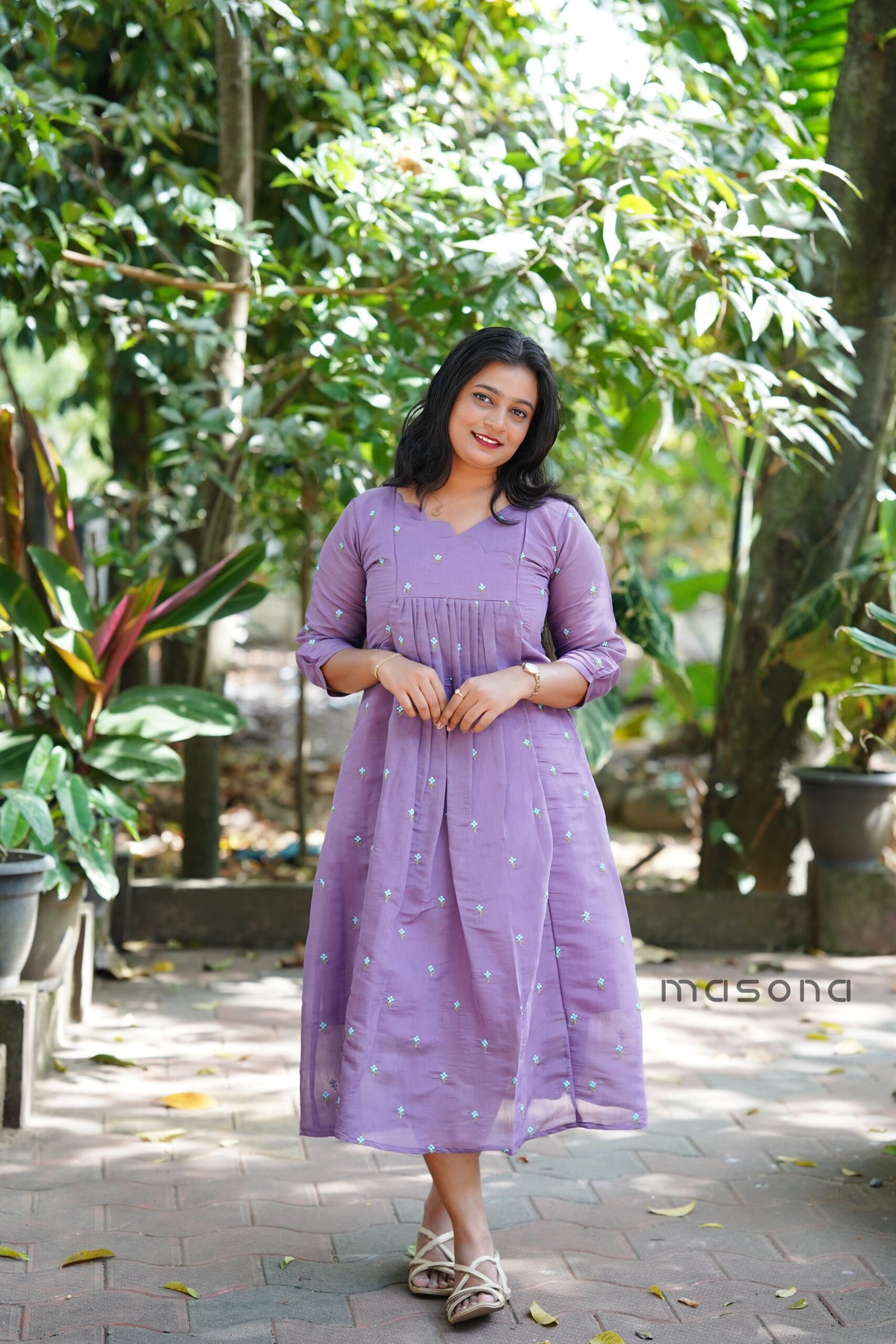 Self Embroidered - Empire Line A-Line Kurti - M1738 - Image 5