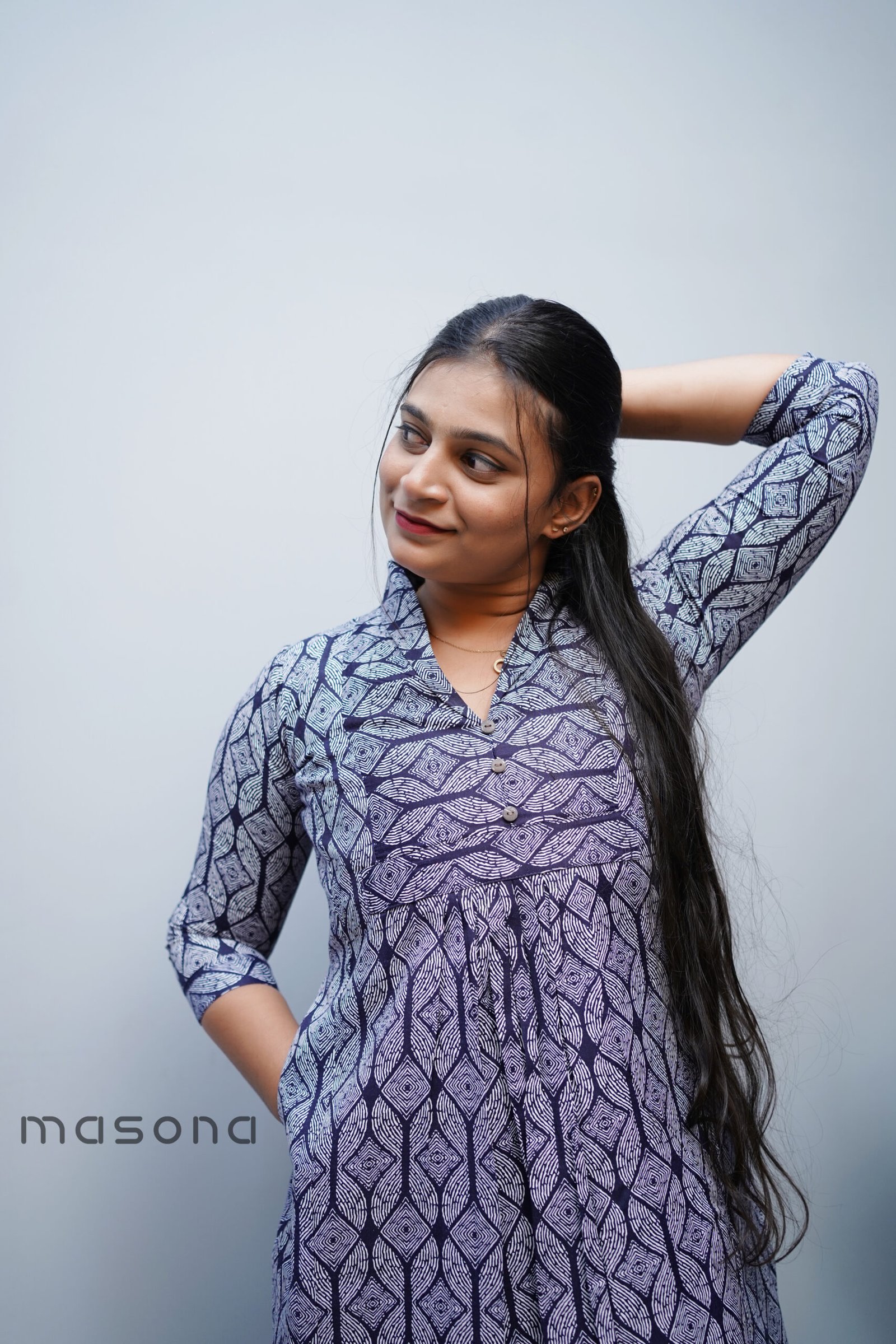 Empire-Cut A-Line Printed Kurti With Pocket Style - M1711 - Image 4