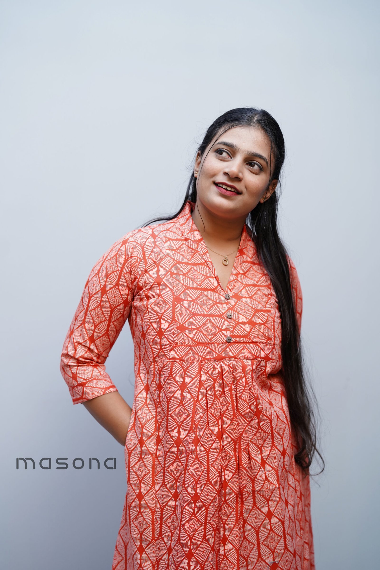 Empire-Cut A-Line Printed Kurti With Pocket Style - M1711 - Image 6