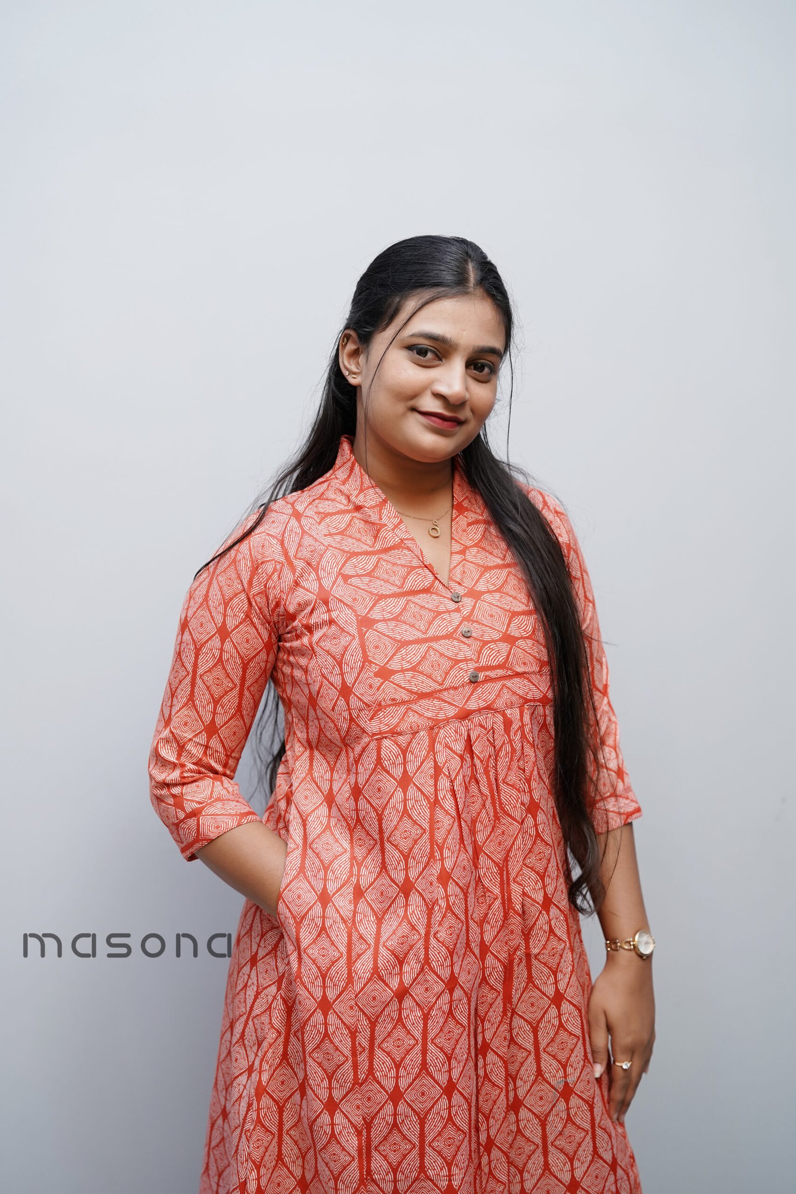 Empire-Cut A-Line Printed Kurti With Pocket Style - M1711 - Image 7