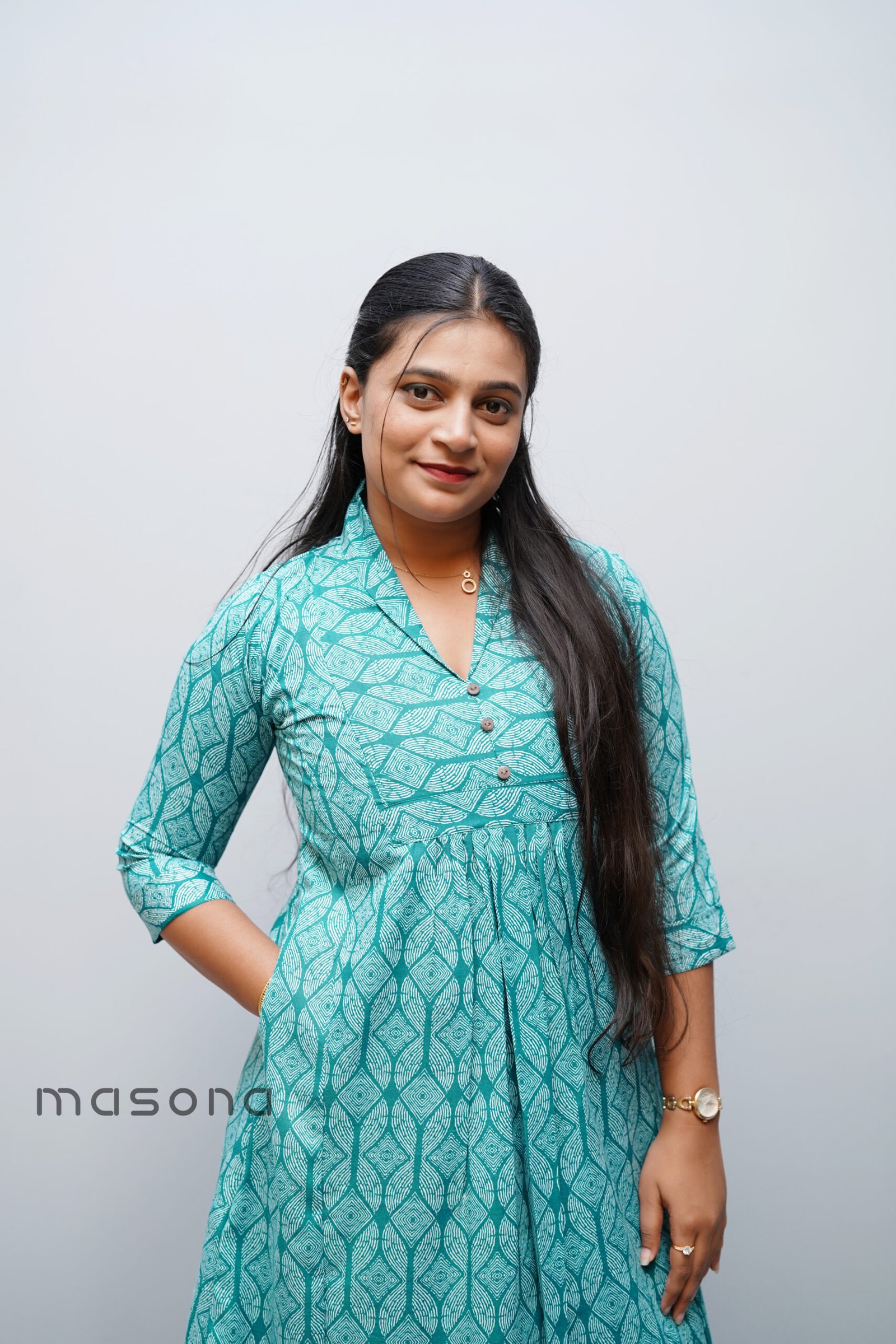 Empire-Cut A-Line Printed Kurti With Pocket Style - M1711 - Image 10