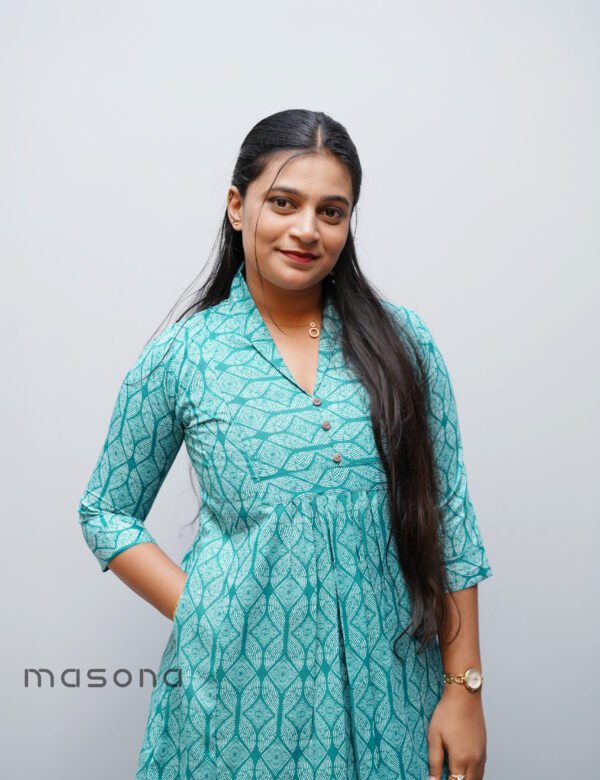 Empire-Cut  A-Line Printed Kurti With Pocket Style - M1711