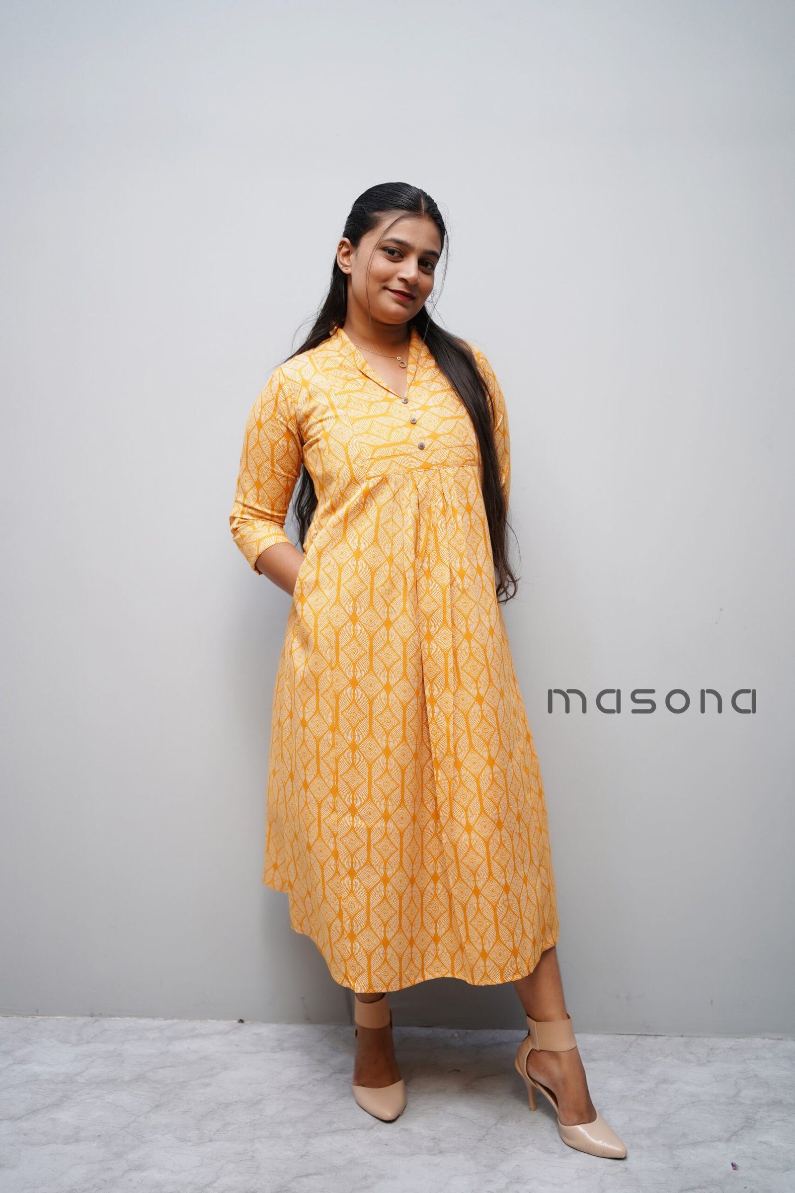 Empire-Cut A-Line Printed Kurti With Pocket Style - M1711 - Image 11