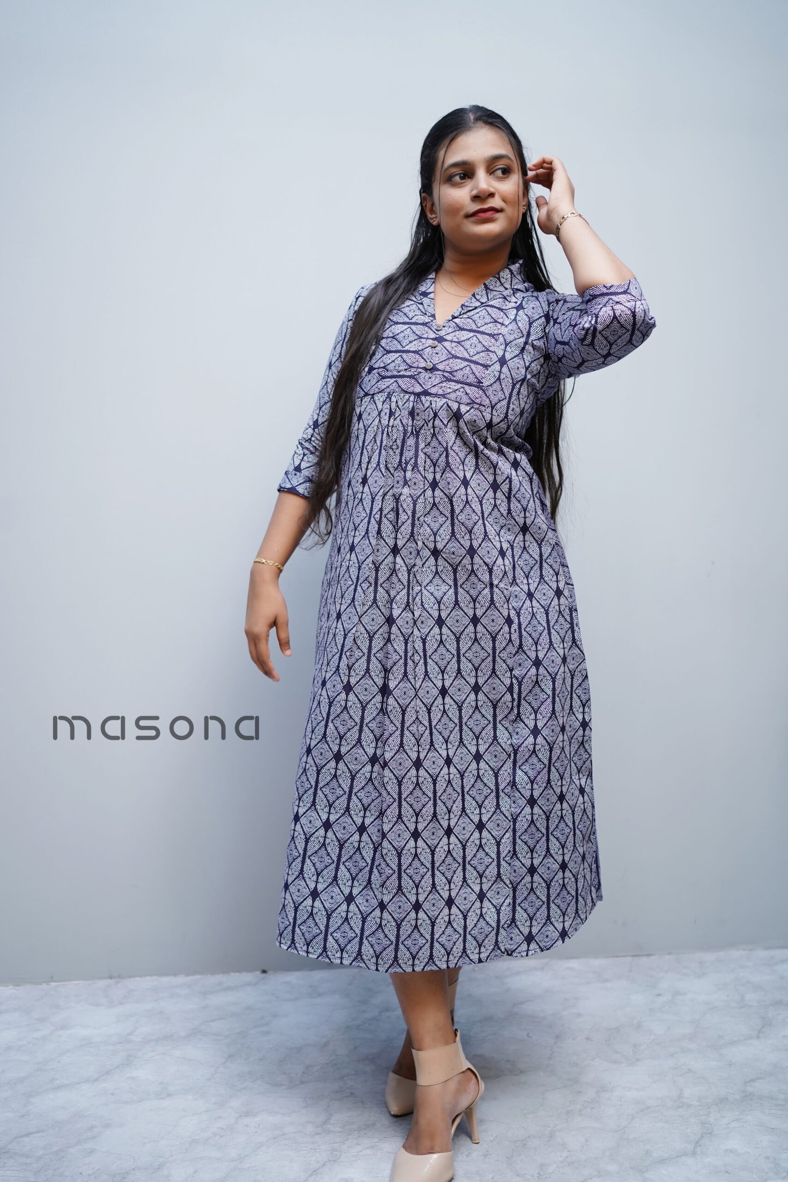 Empire-Cut A-Line Printed Kurti With Pocket Style - M1711 - Image 2