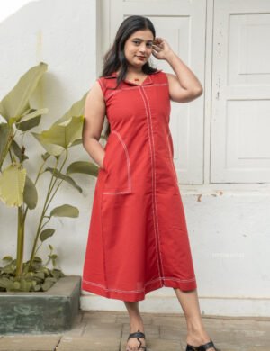 Sleeveless Front Open A-Line Dress - M1760