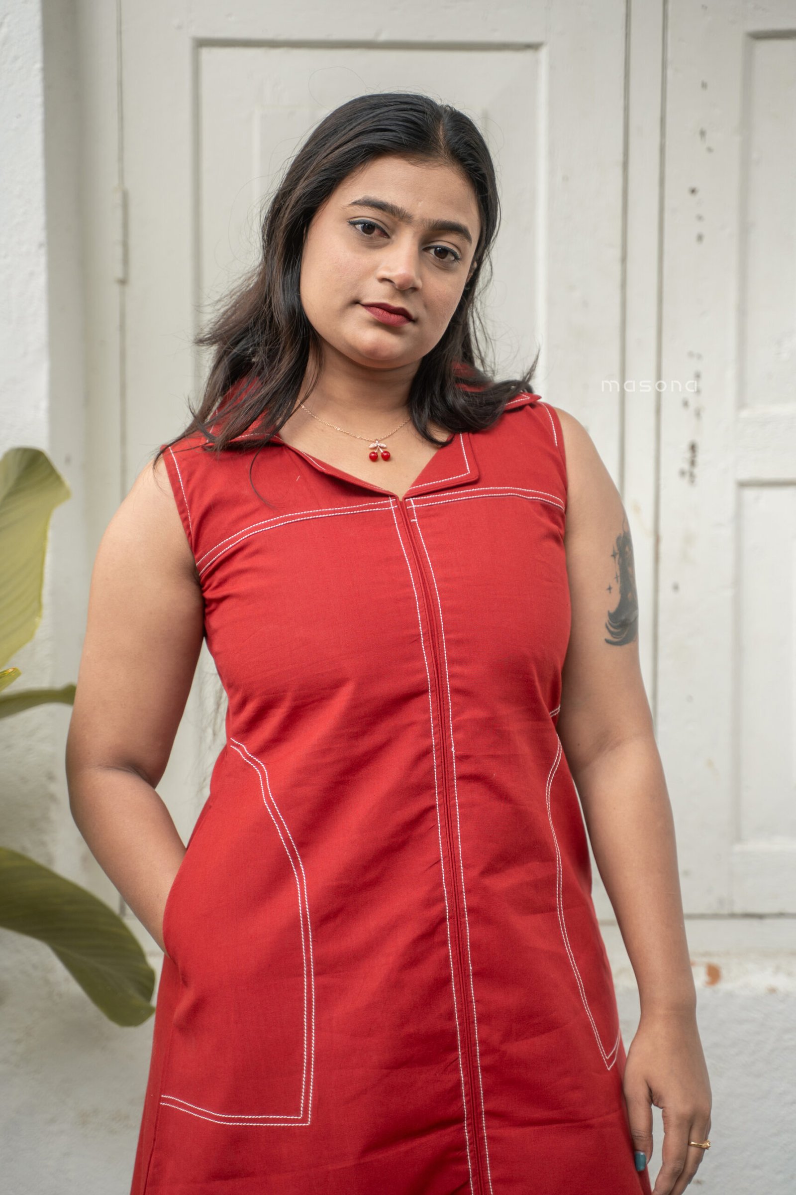 Sleeveless Front Open A-Line Dress - M1760 - Image 3