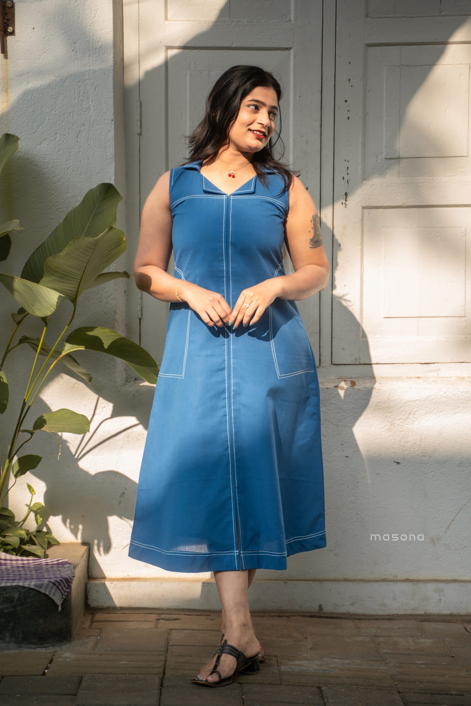 Sleeveless Front Open A-Line Dress - M1760 - Image 5