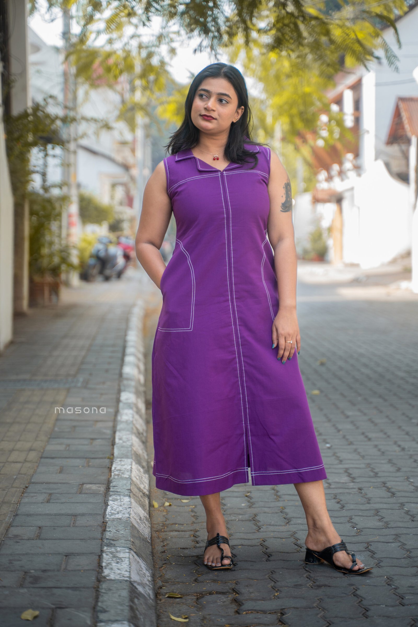 Sleeveless Front Open A-Line Dress - M1760 - Image 8