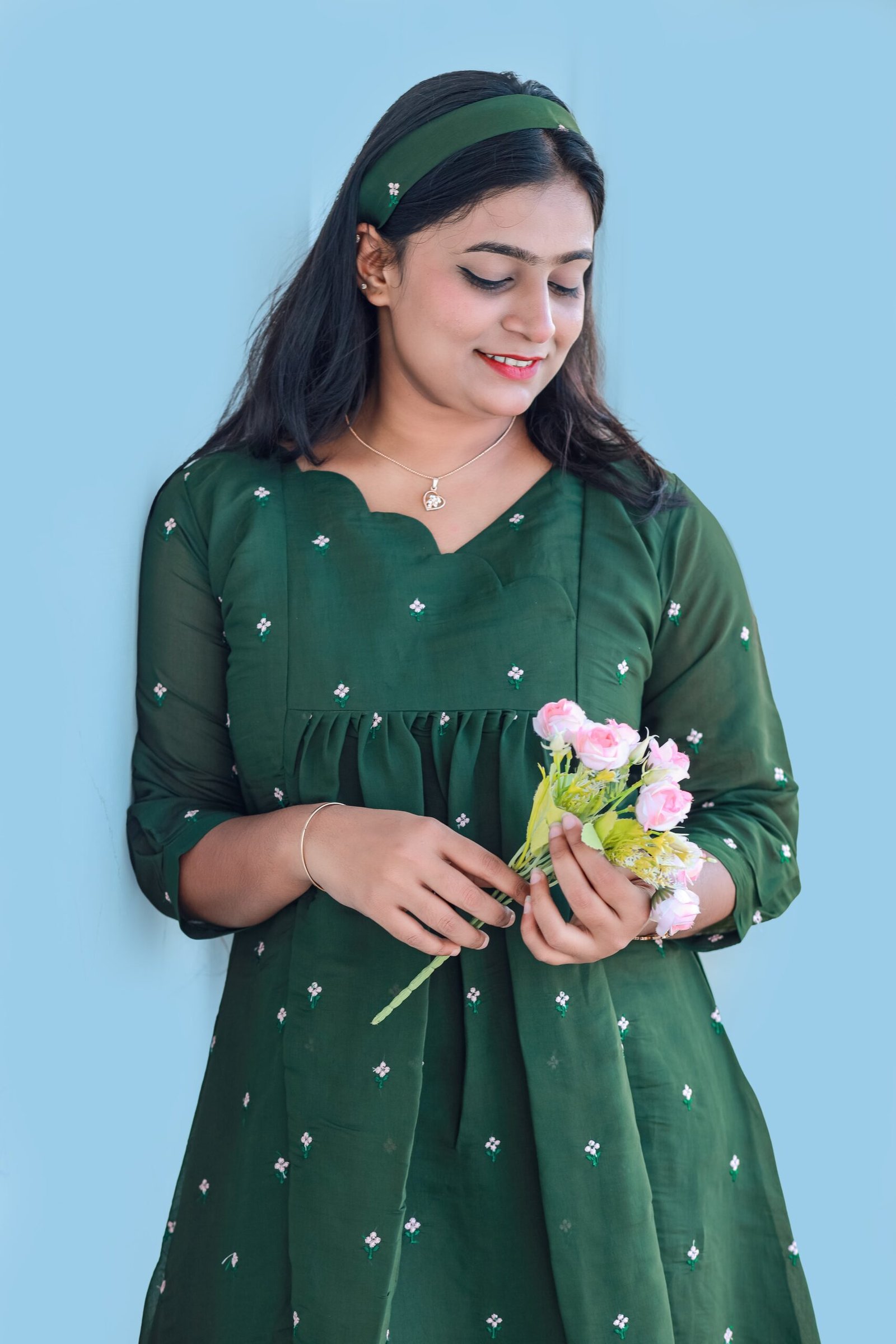 Christmas Special Chanderi Embroidery Kurti - M1738 - Image 3