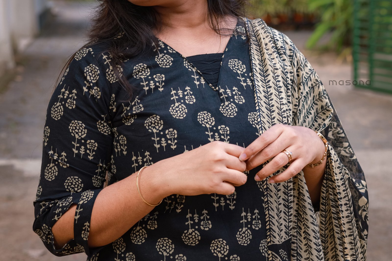 Printed Cambric Cotton Kurti With Bottom and Dupatta - M1718 - Image 5