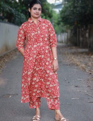Printed Cotton Dress Kurti With Printed Bottom - M1717