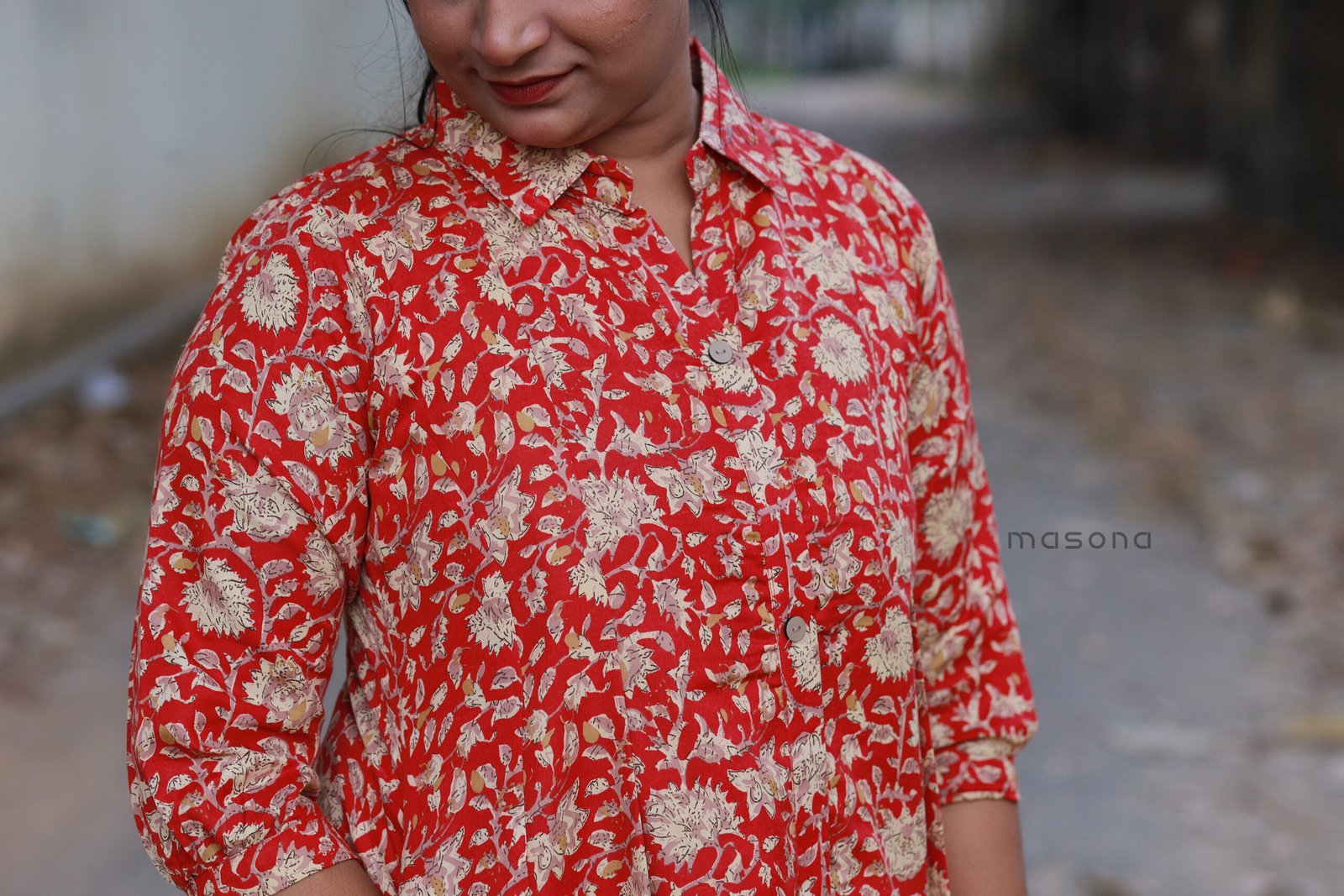 Printed Cotton Dress Kurti With Printed Bottom - M1717 - Image 5