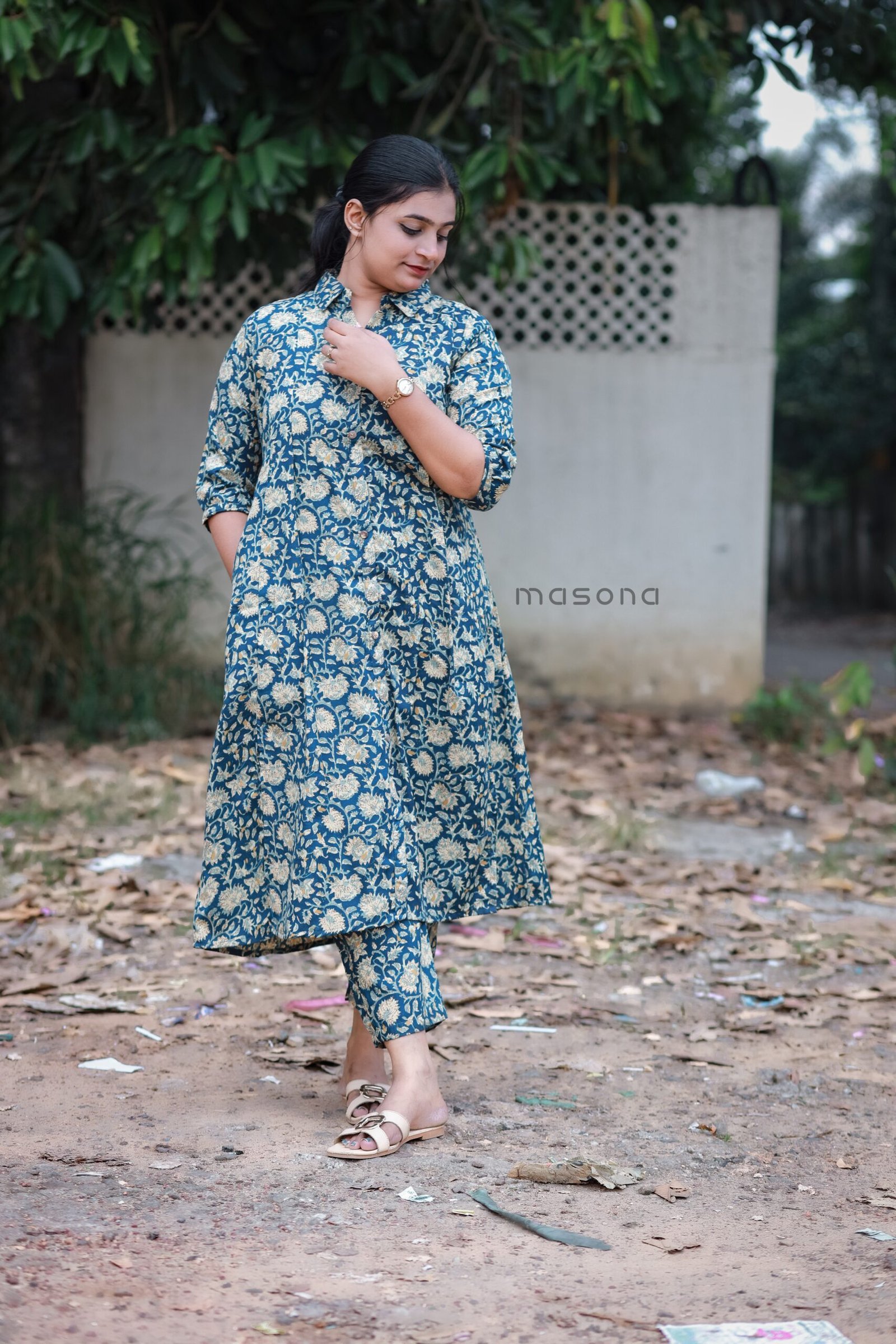 Printed Cotton Dress Kurti With Printed Bottom - M1717 - Image 6