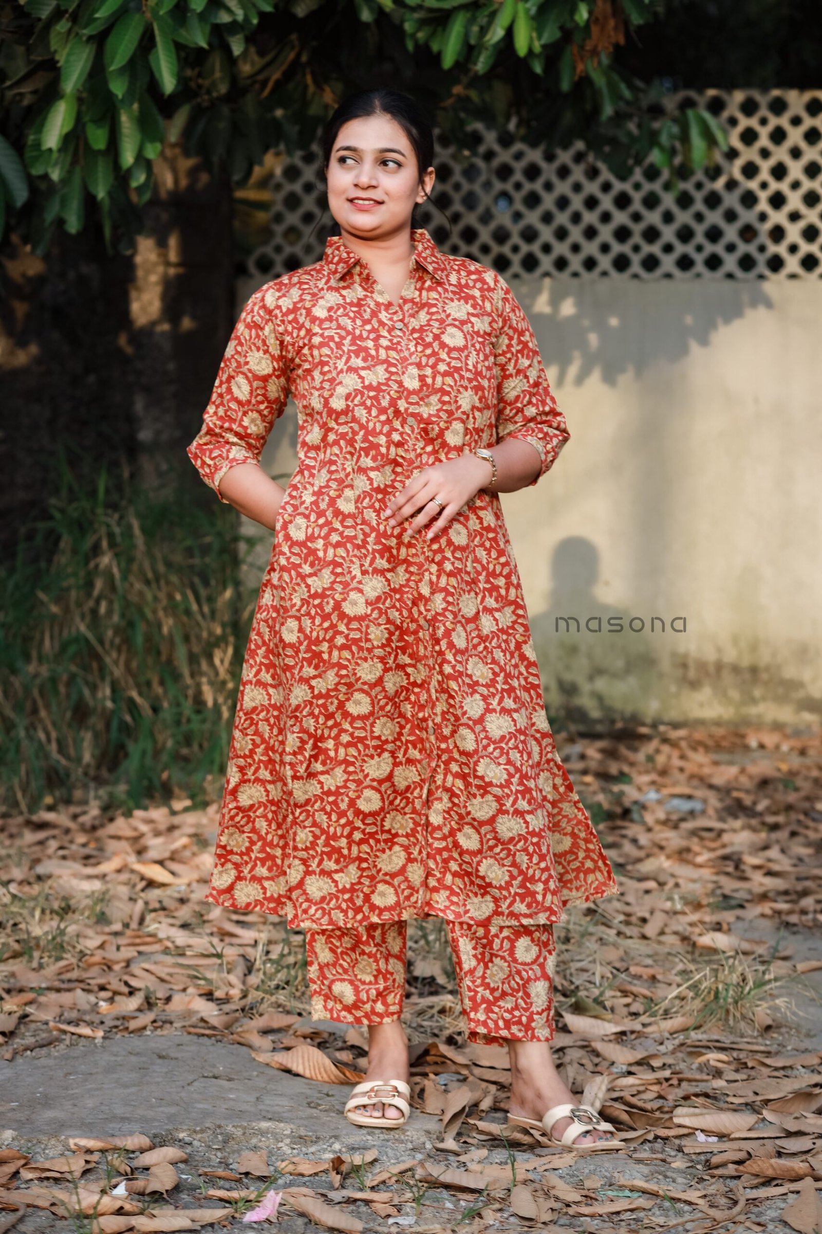 Printed Cotton Dress Kurti With Printed Bottom - M1717 - Image 8