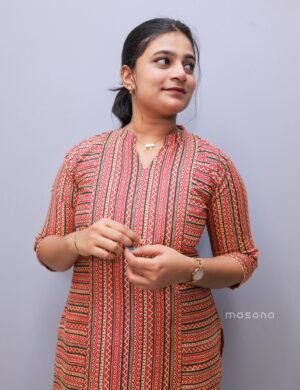 Cotton Strip Slit Top & Bottom Set - M1710