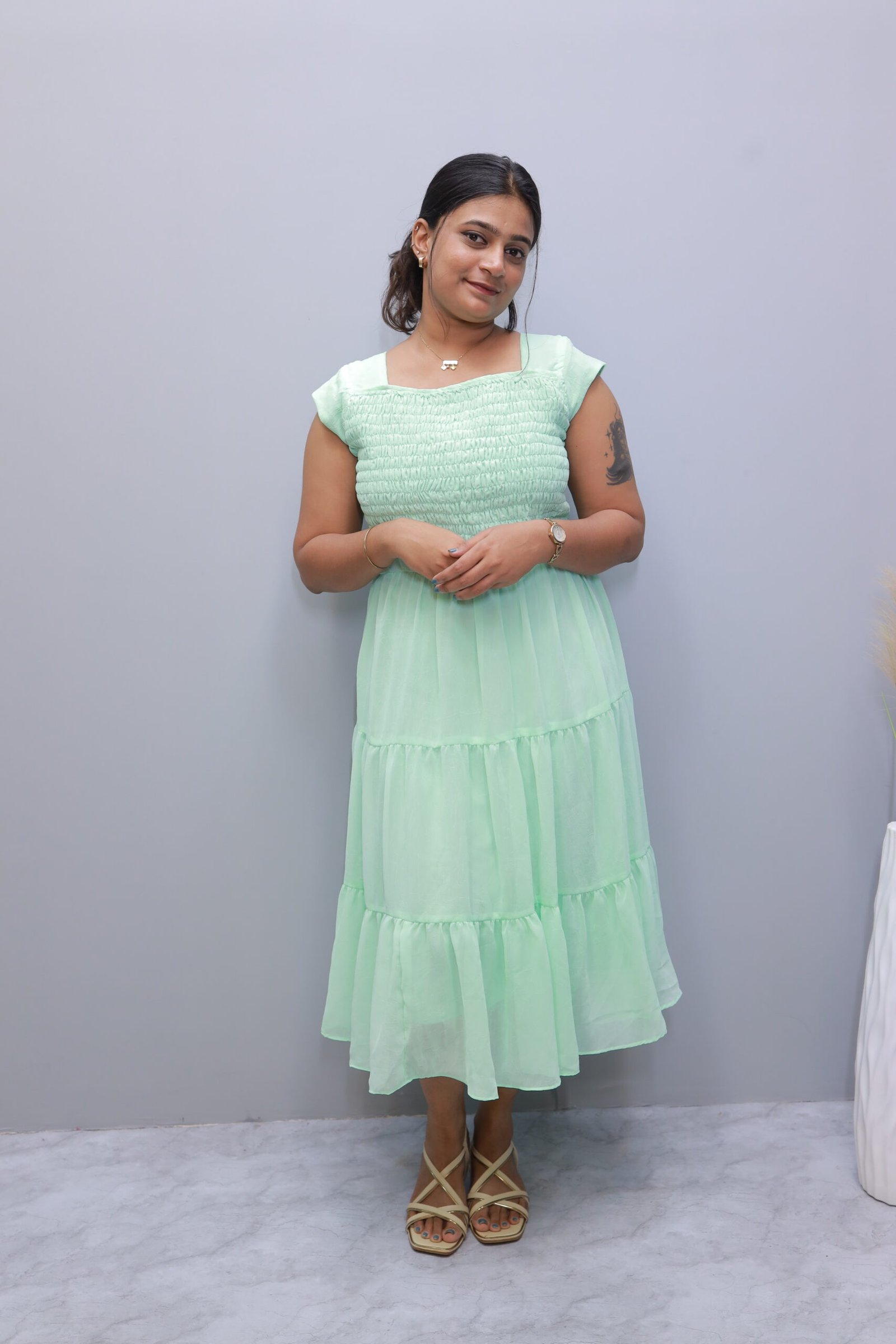 Crushed Georgette Frock Dress - M1694 - Image 8