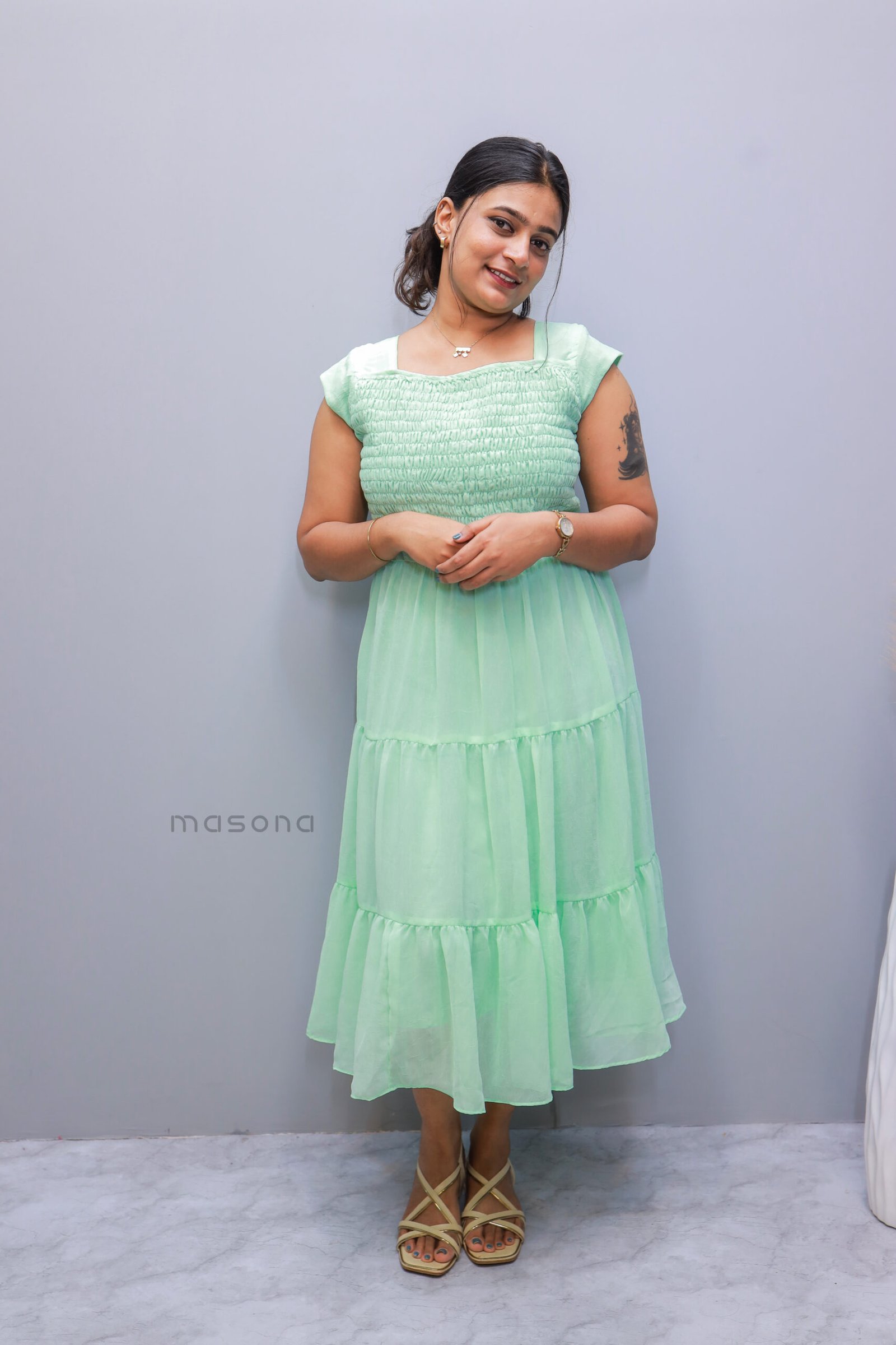 Crushed Georgette Frock Dress - M1694 - Image 7