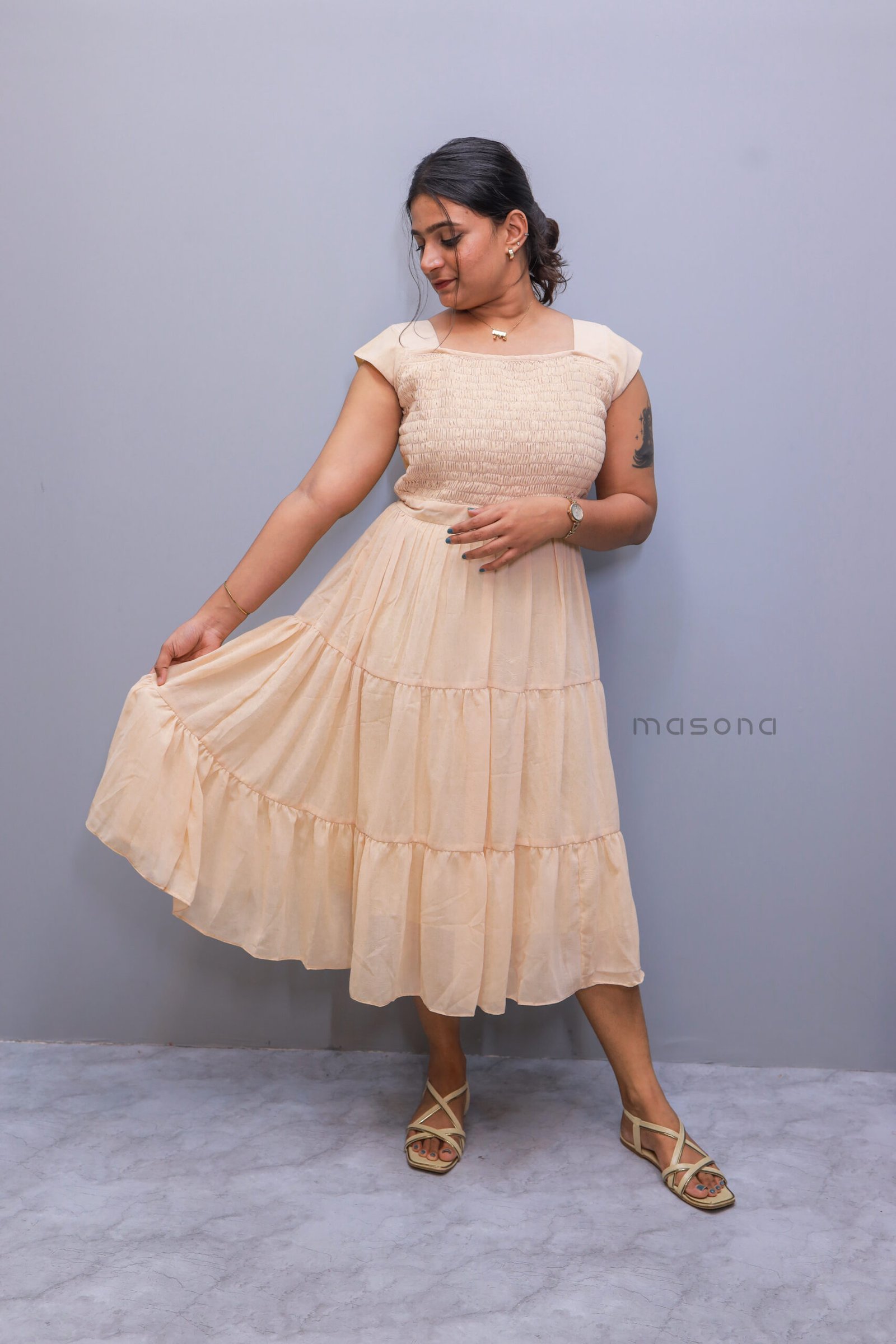 Crushed Georgette Frock Dress - M1694 - Image 4