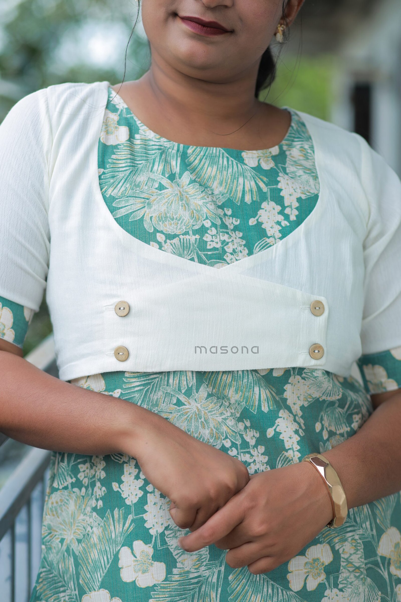 Women’s Printed Vatican Cotton Top with Short Jacket - M1714 - Image 7