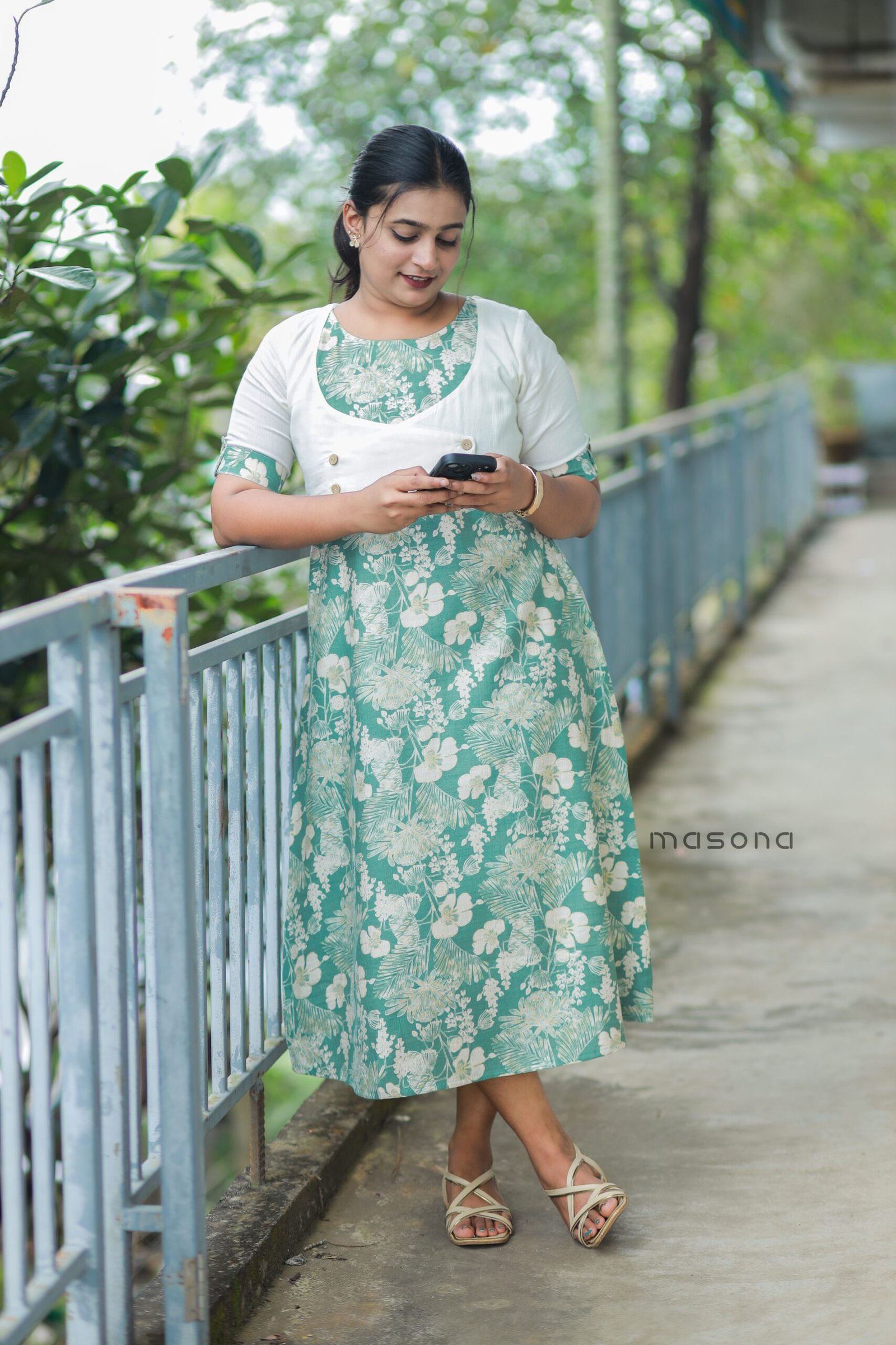 Women’s Printed Vatican Cotton Top with Short Jacket - M1714 - Image 5