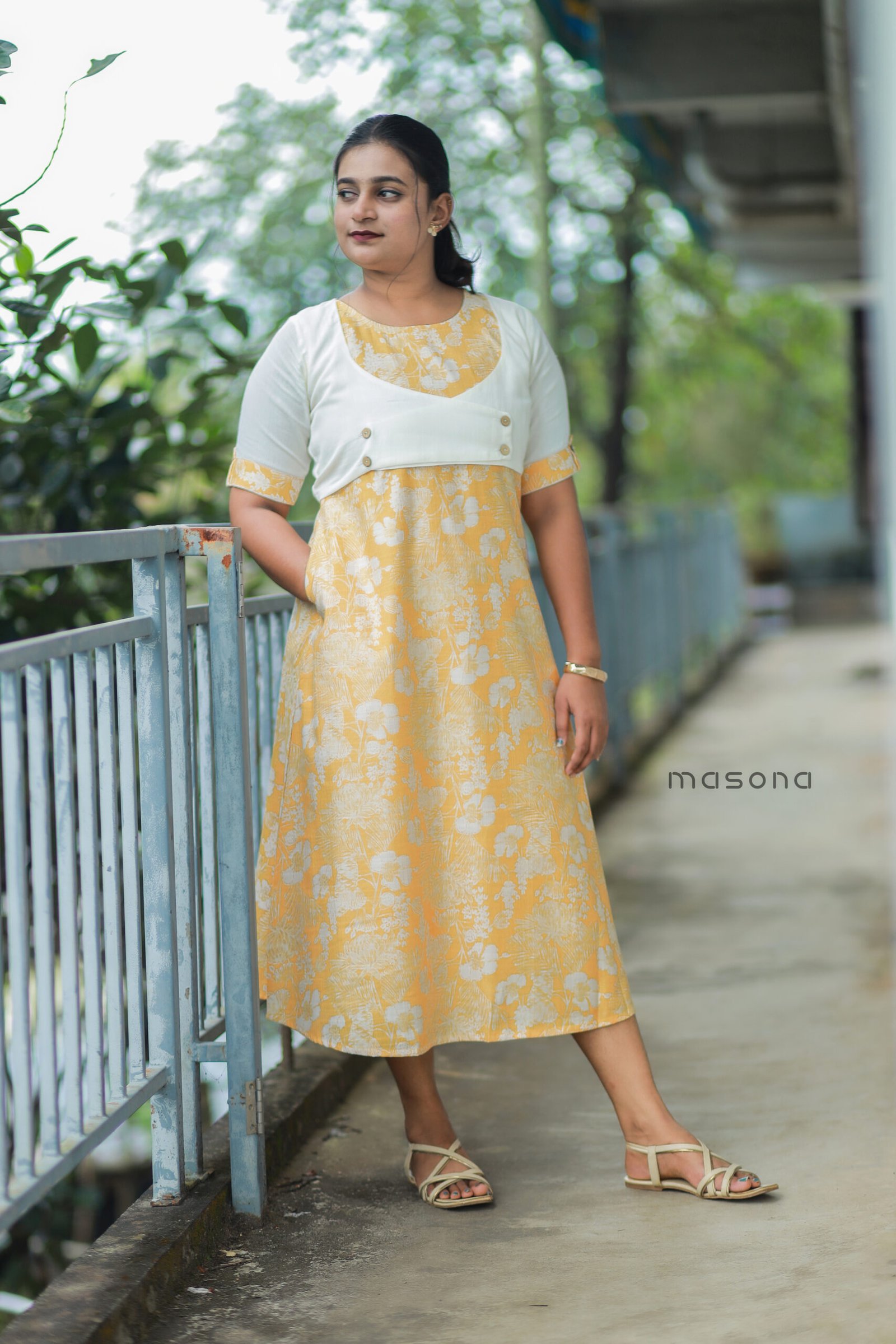 Women’s Printed Vatican Cotton Top with Short Jacket - M1714 - Image 2