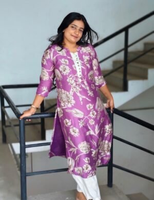 Pure Burlin Floral Printed Slit Kurti - M1659