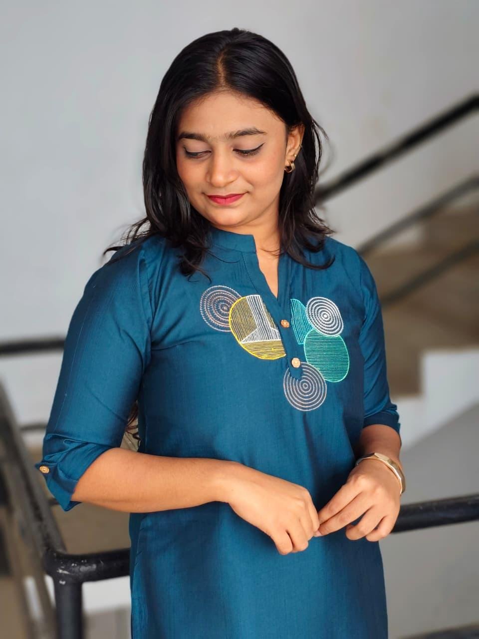 Vatican Plain Slit Embroidery Kurti - M1653