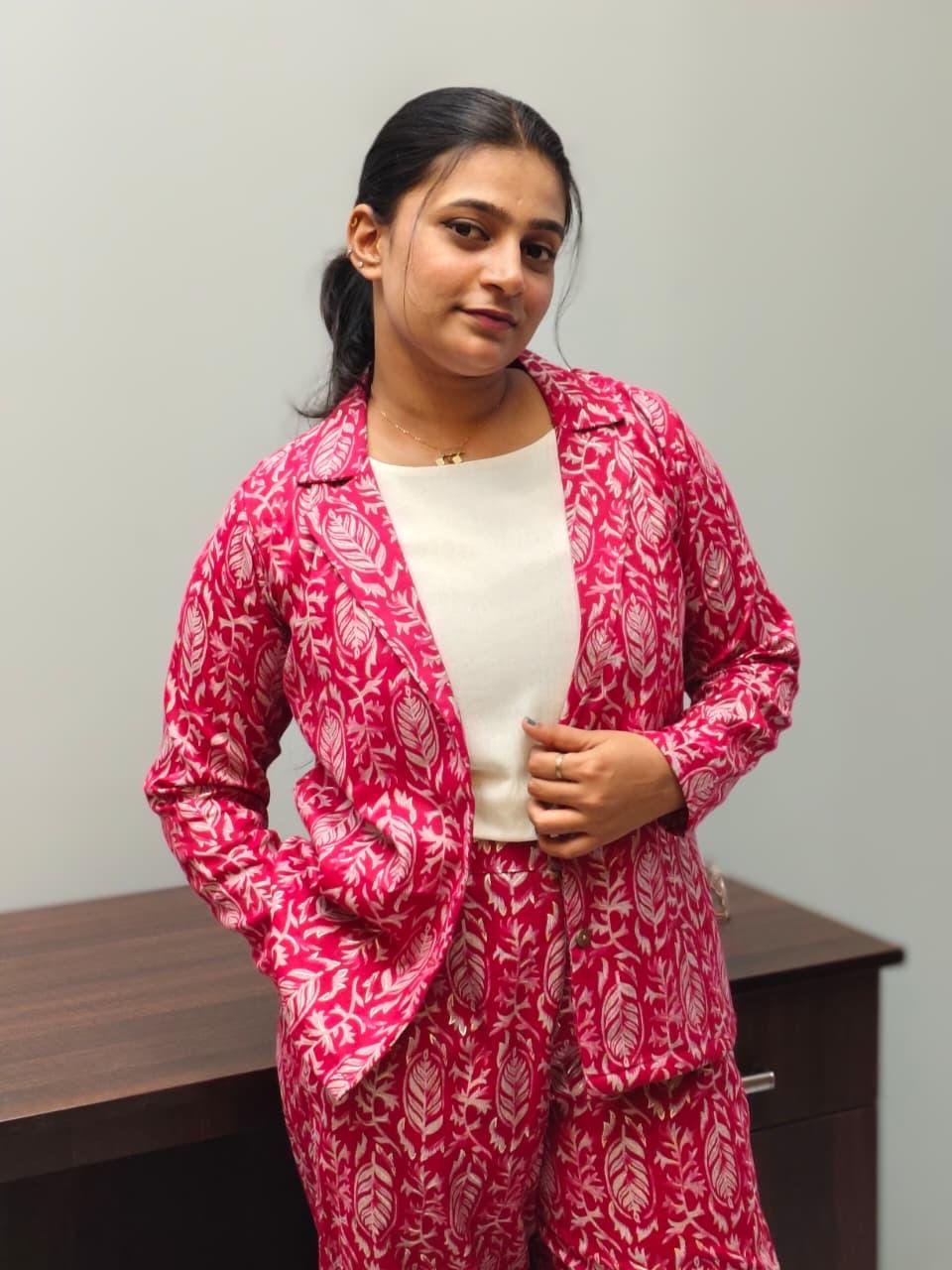 Printed Blazer-Style Co-ord Set - M1698