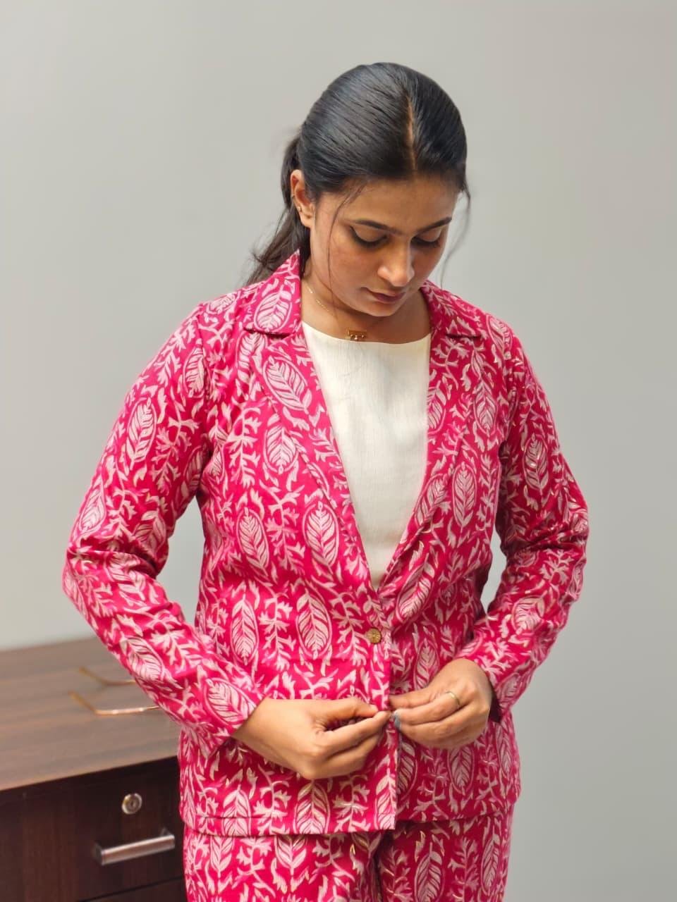 Printed Blazer-Style Co-ord Set - M1698 - Image 4