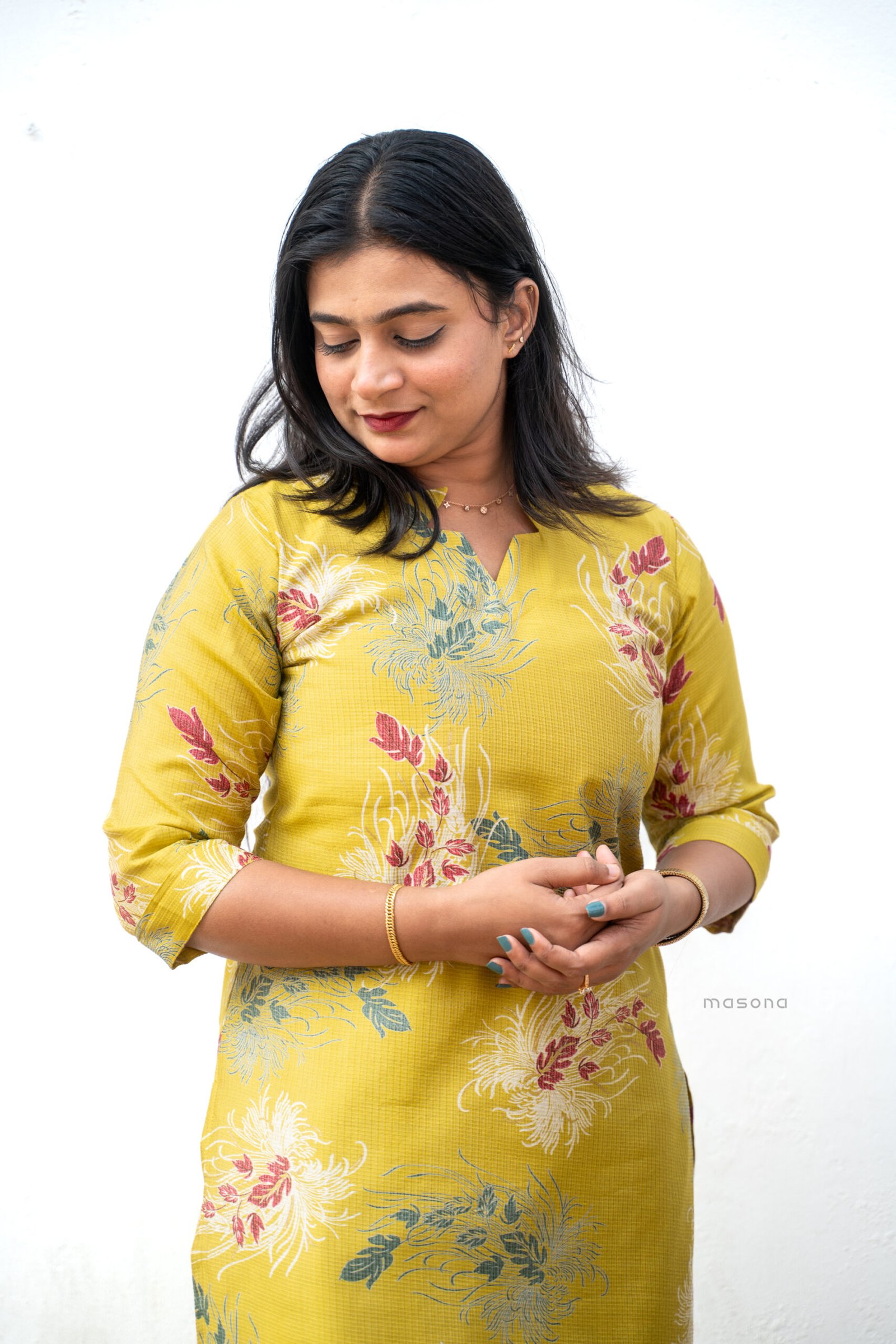 Star Neck Berlin Fabric Slited Top & Plain Bottom - M 1750 - Image 3