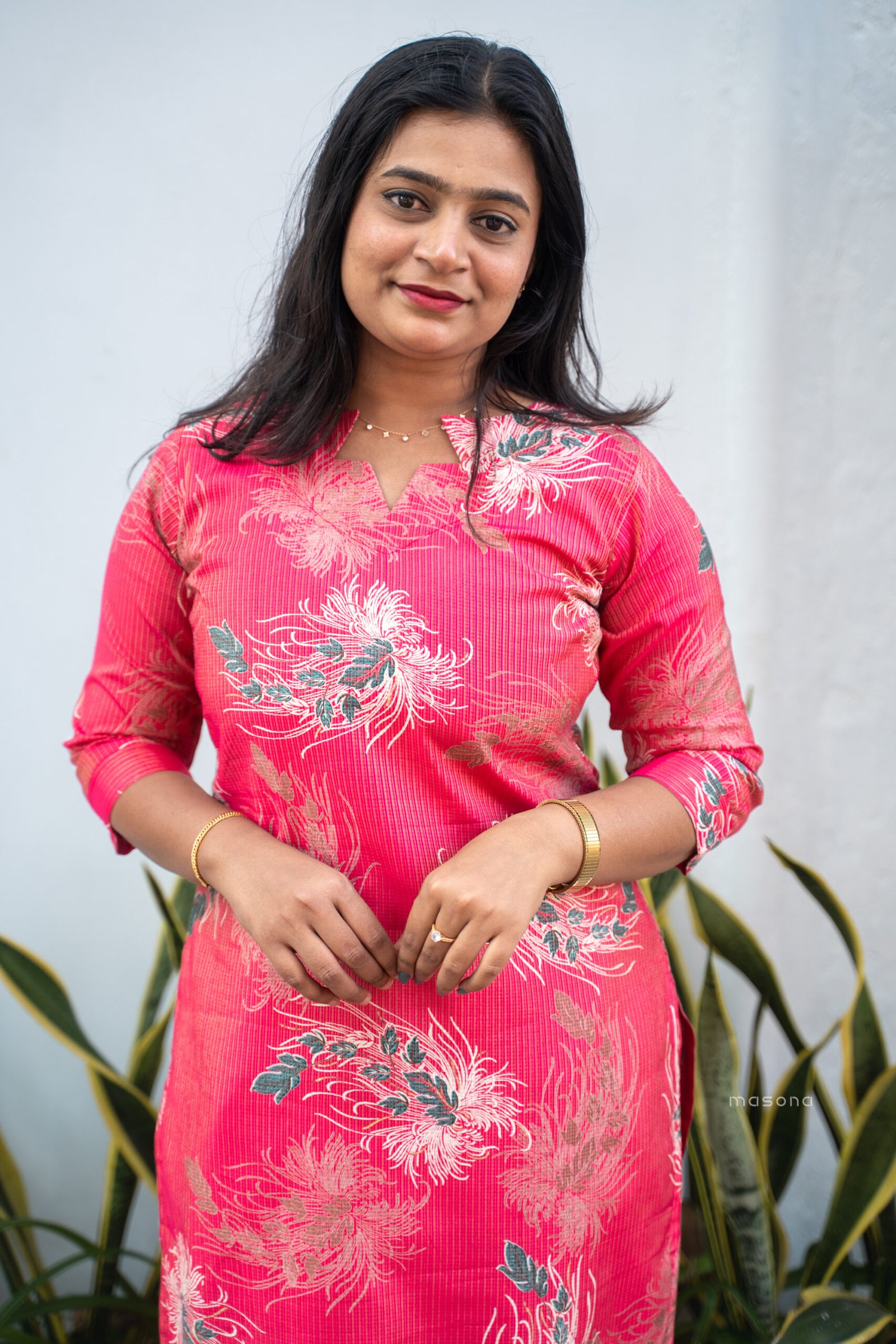 Star Neck Berlin Fabric Slited Top & Plain Bottom - M 1750 - Image 6