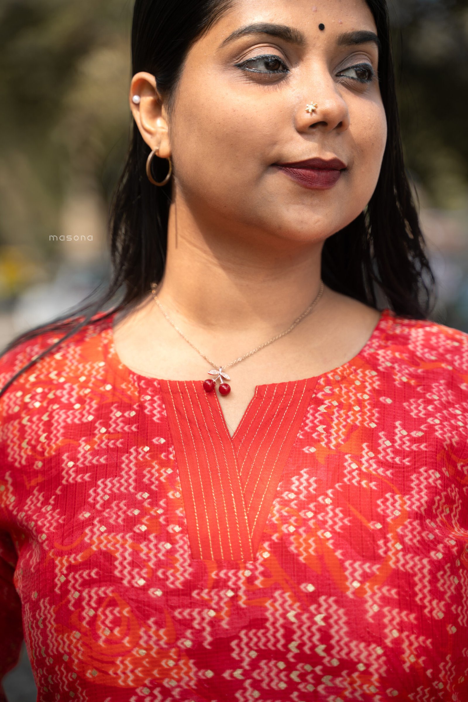 Printed Top and Plain Bottom Kurti Set - M1741 - Image 7