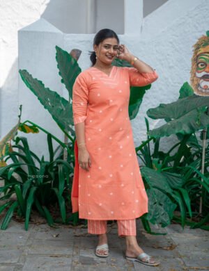 Classic Dot Cotton Kurta Set - M1778