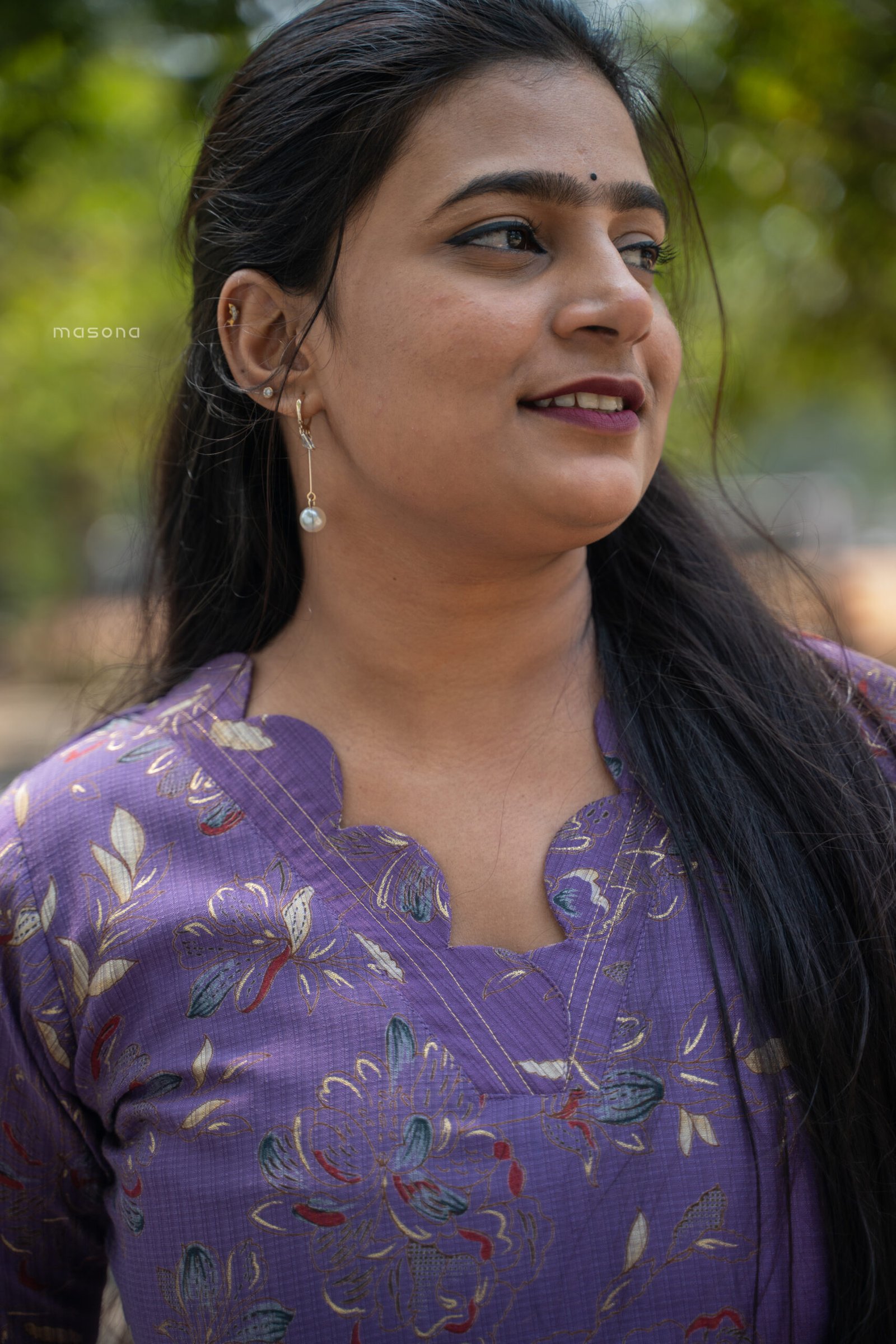 Soft Scattered Floral Print Kurti with Scalloped Neck, Top & Bottom - M1769 - Image 7