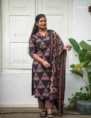 Cotton Ajrakh Print Kurti Set - M1776