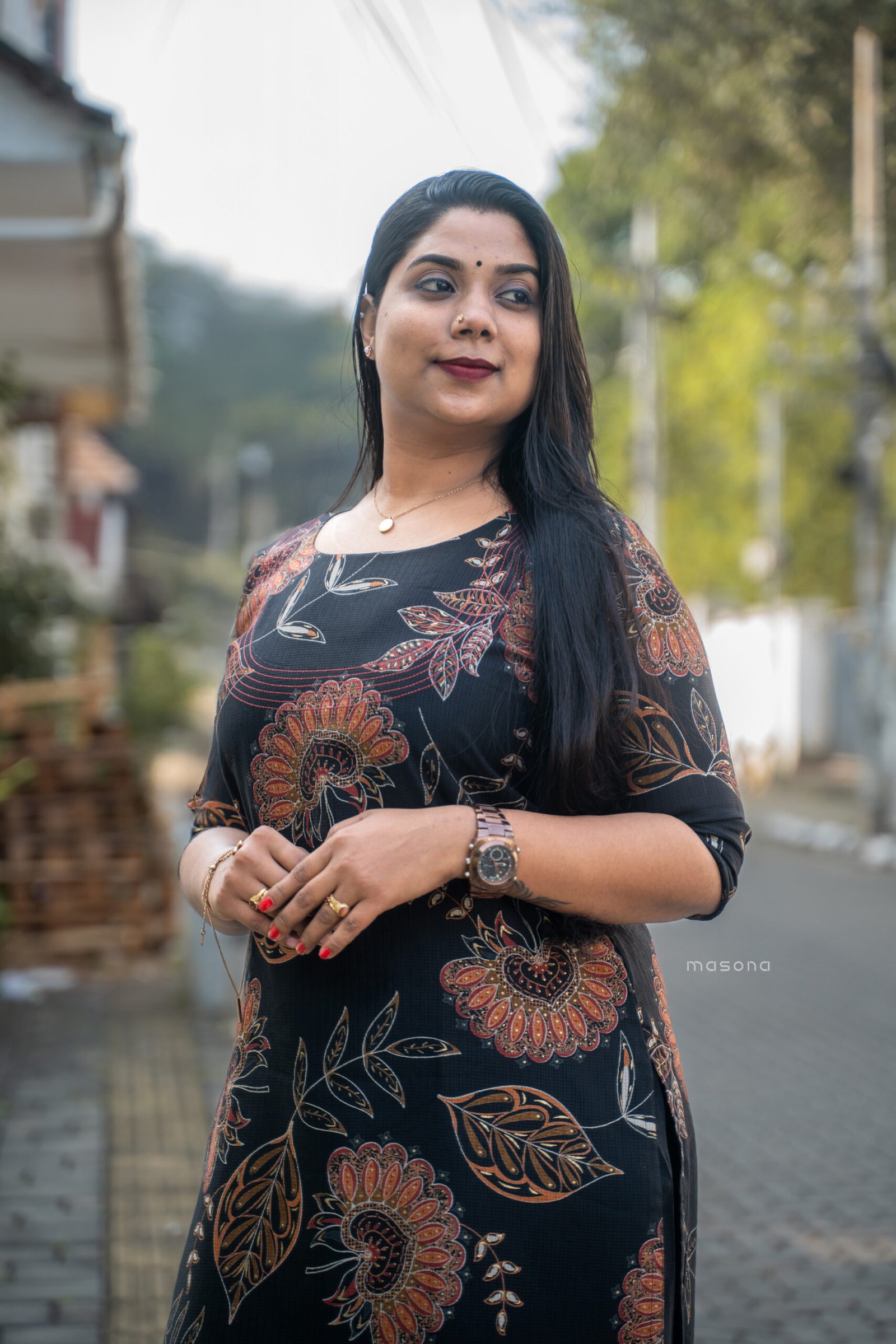 Elegant Round-Neck Kurti With Soft Floral Prints For Everyday Comfort - M1742 - Image 2