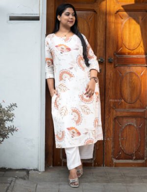 Elegant Round-Neck Kurti With Soft Floral Prints For Everyday Comfort - M1742