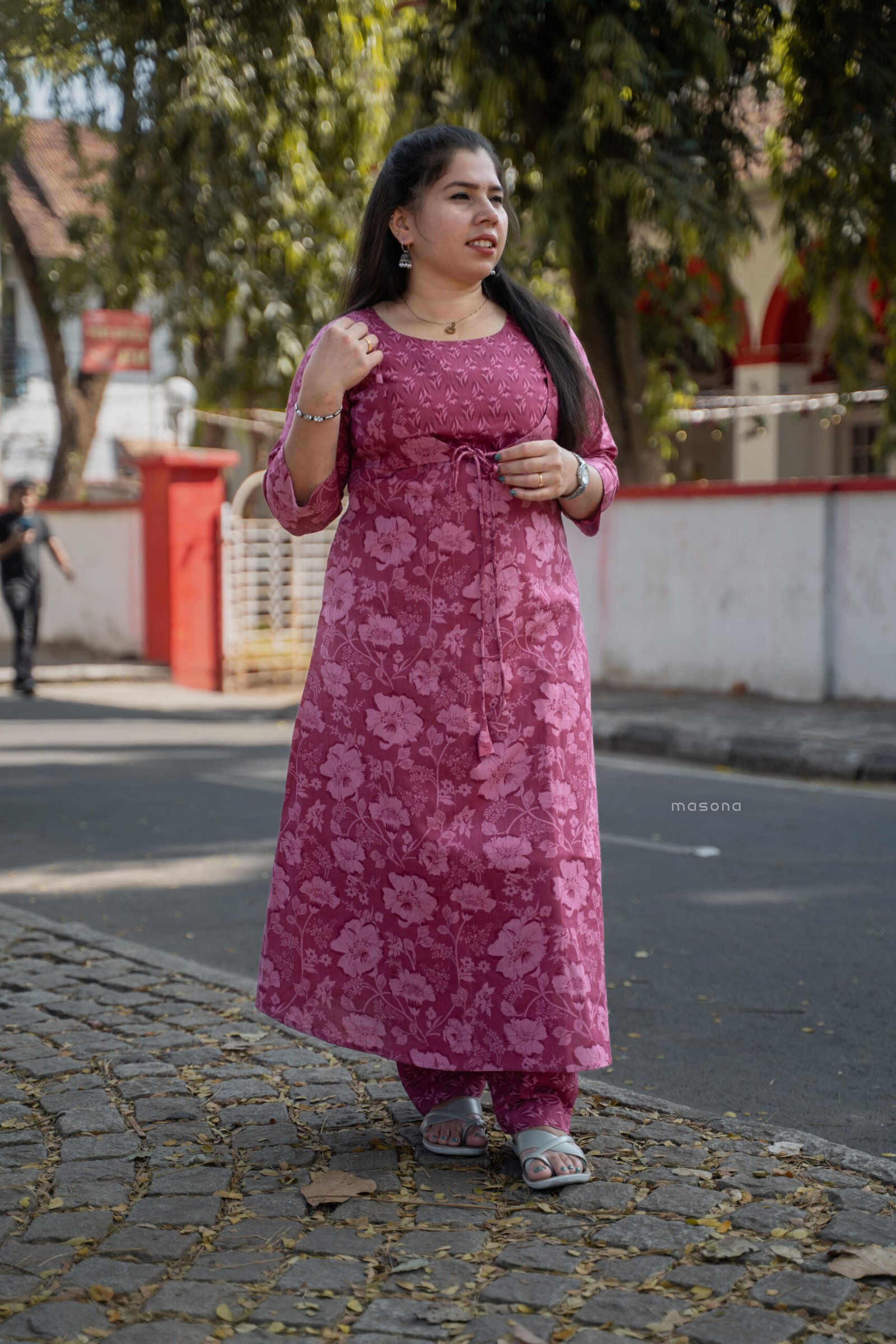 Flowy A-Line Cambric Cotton Top & Bottom - M1753 - Image 2