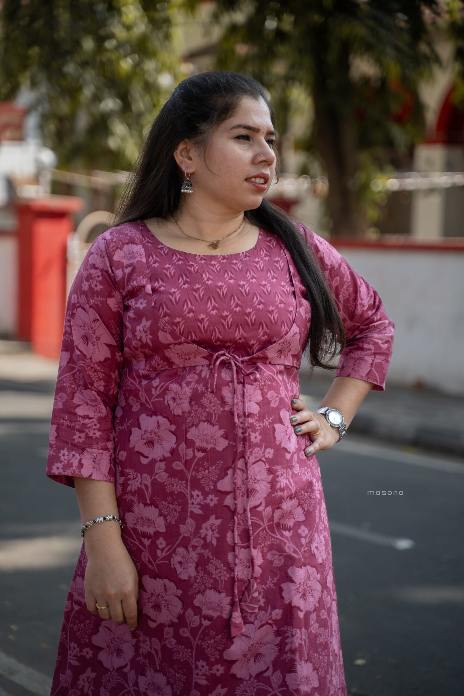 Flowy A-Line Cambric Cotton Top & Bottom - M1753 - Image 3