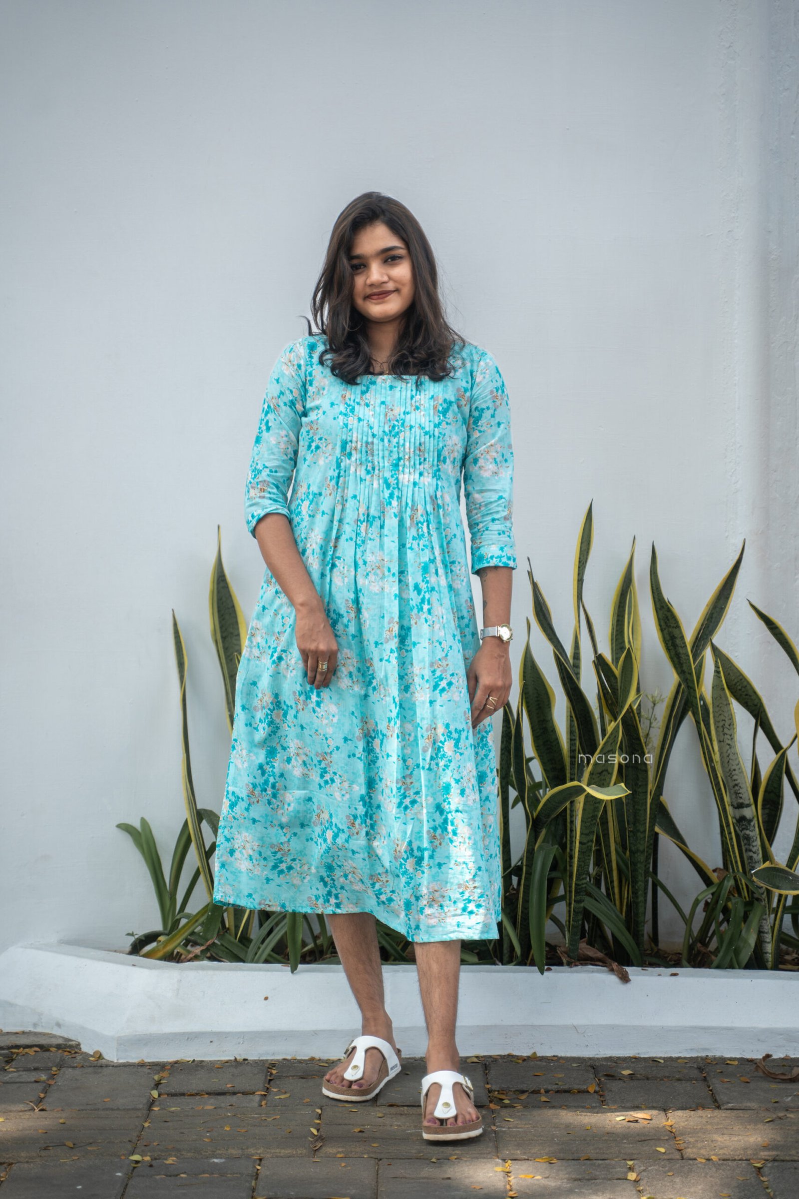 Blush Bloom A-Line Kurti With Yock Detail - M1747 - Image 2