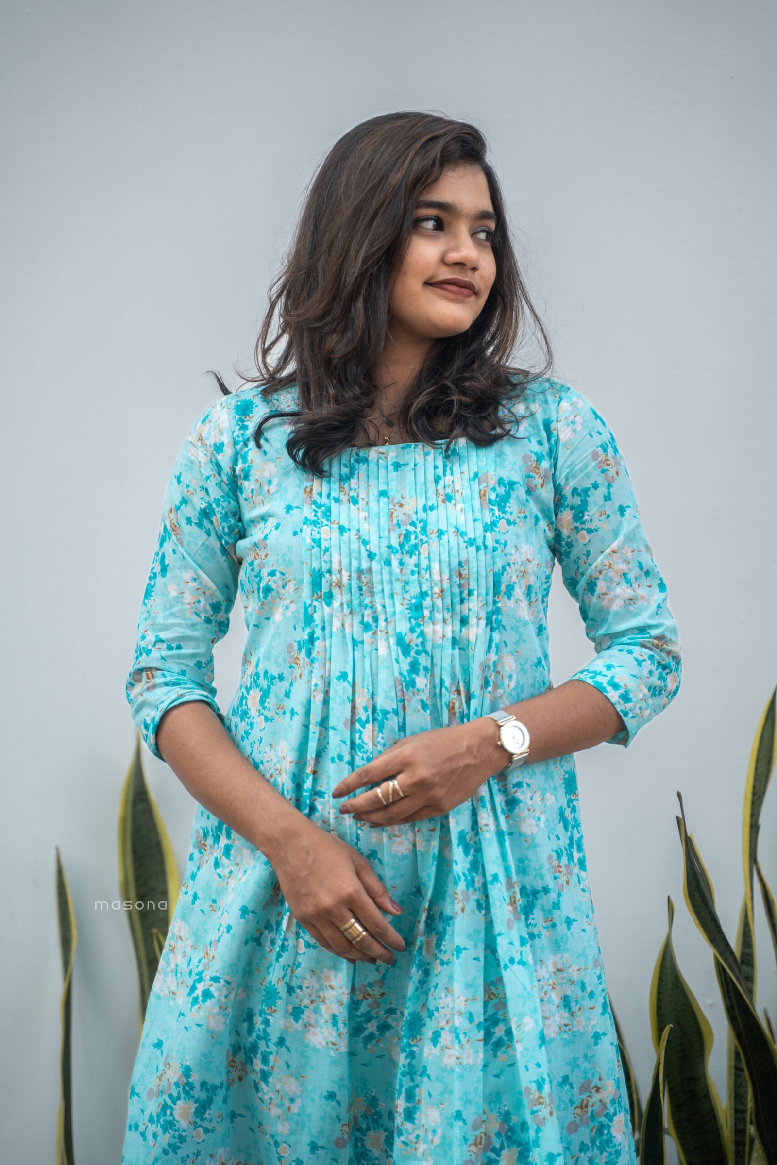 Blush Bloom A-Line Kurti With Yock Detail - M1747 - Image 3