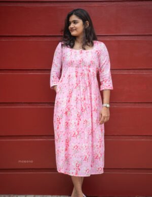 Blush Bloom A-Line Kurti With Yock Detail - M1747