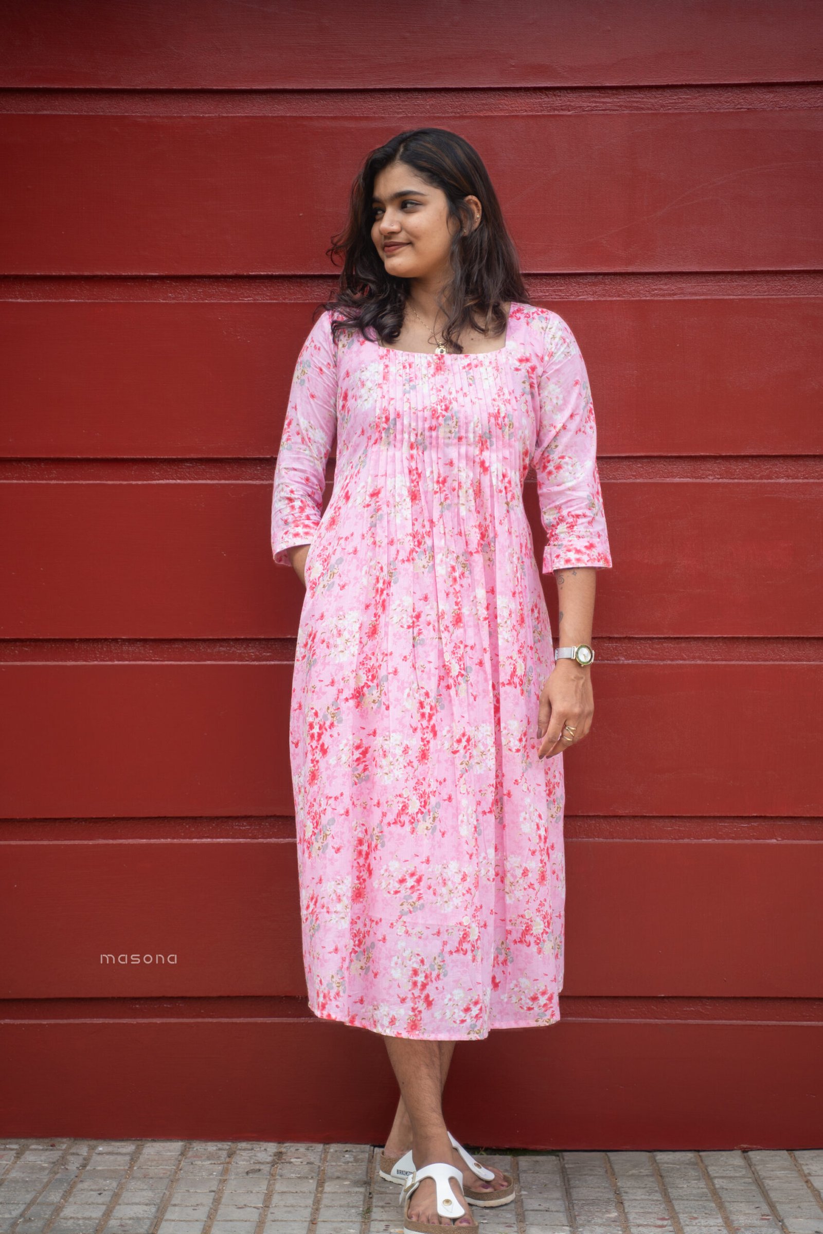 Blush Bloom A-Line Kurti With Yock Detail - M1747