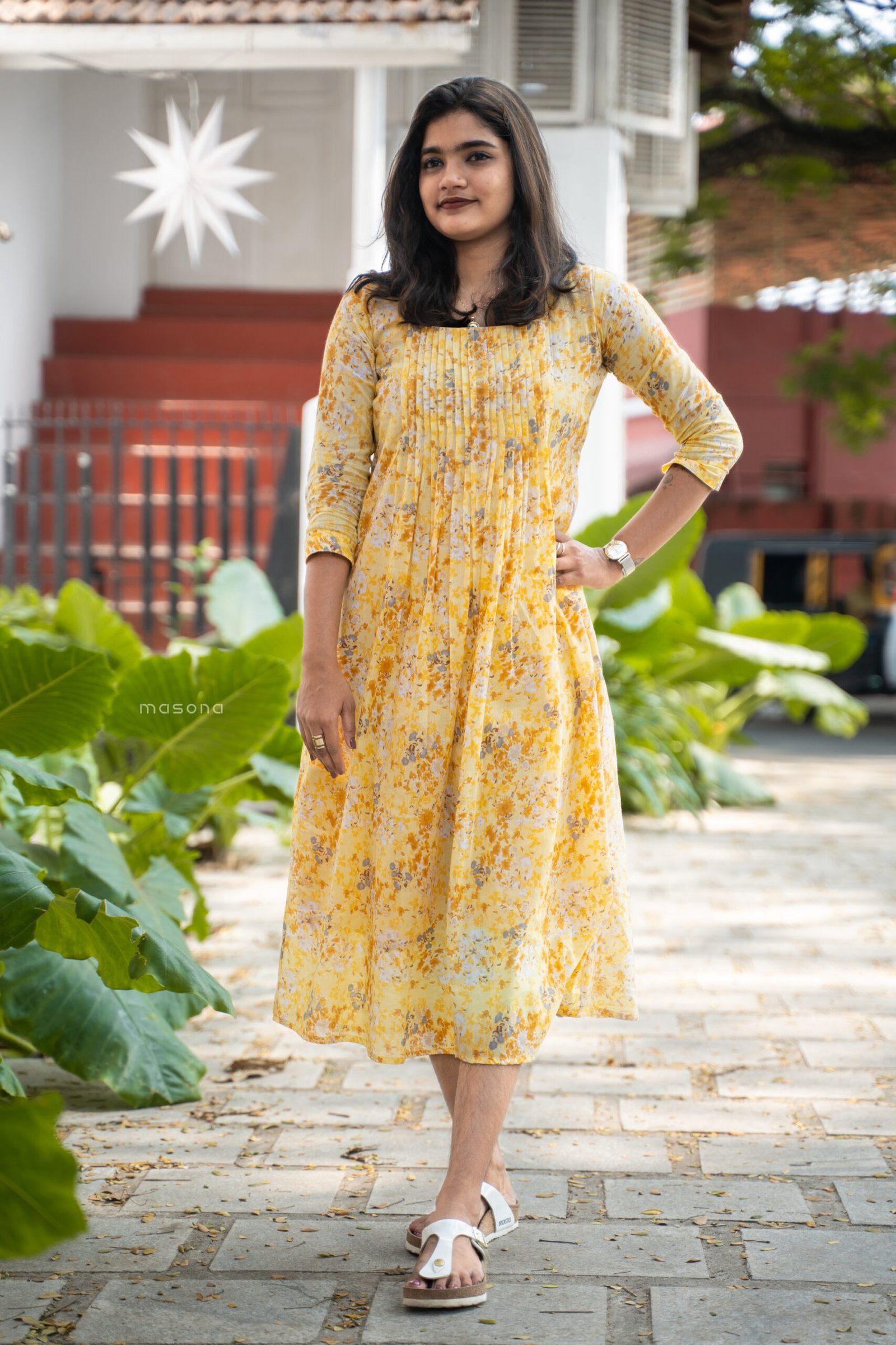 Blush Bloom A-Line Kurti With Yock Detail - M1747 - Image 11