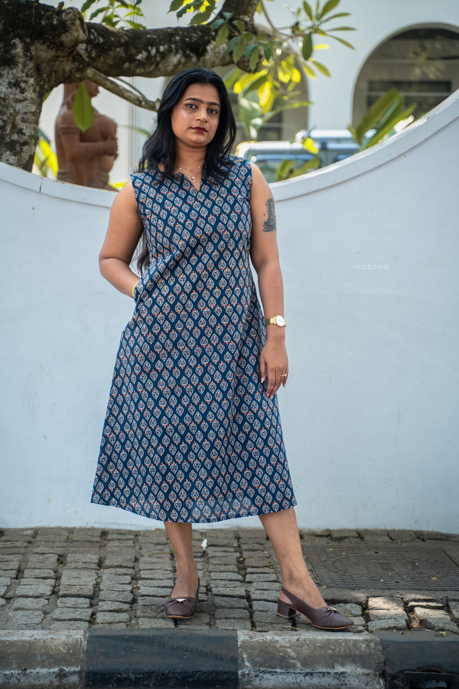 A-Line Sleeveless Cotton Kurti - M1770