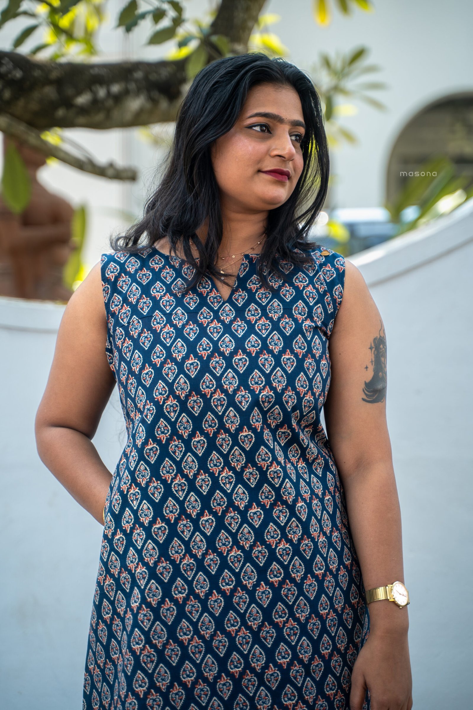 A-Line Sleeveless Cotton Kurti - M1770 - Image 3