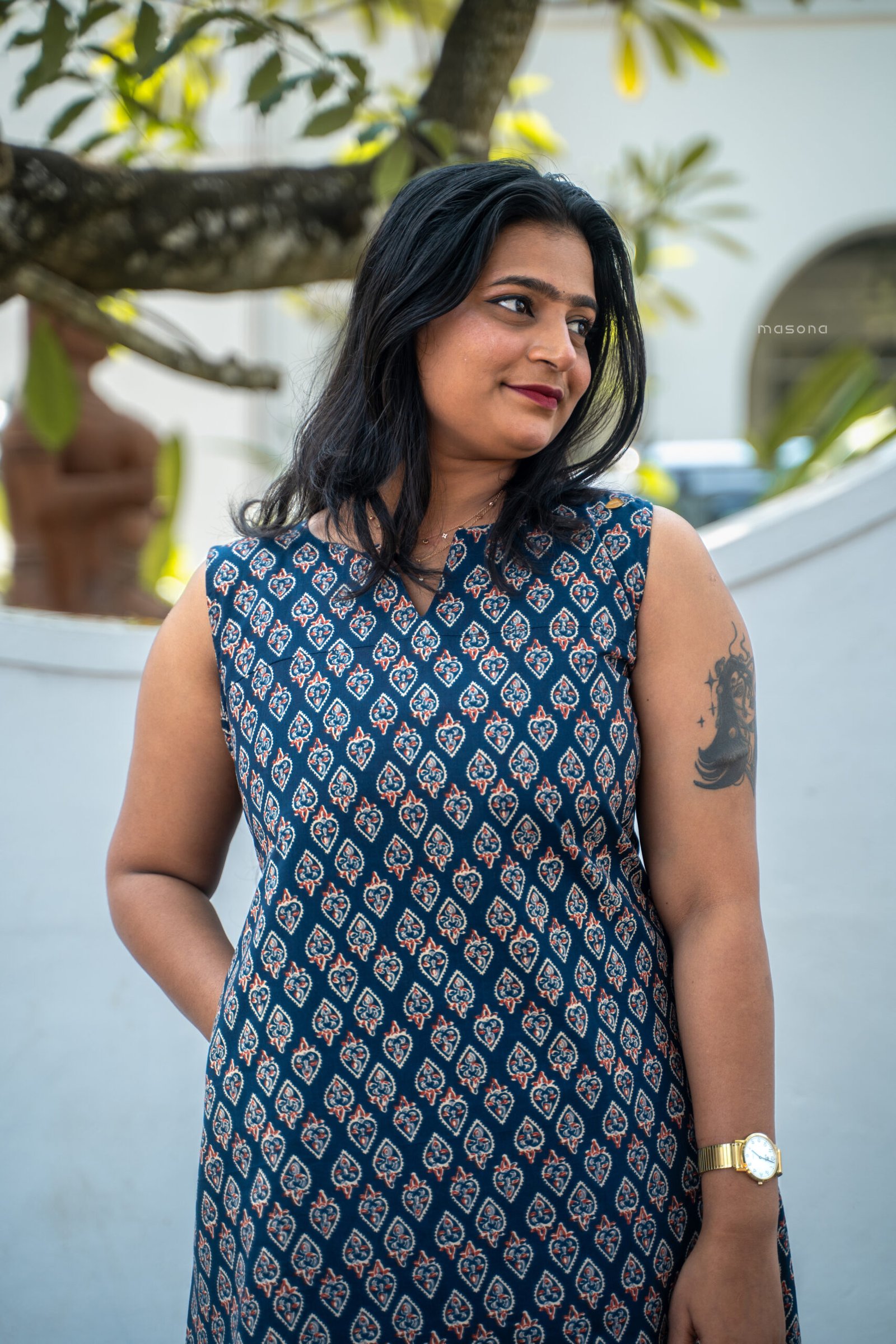 A-Line Sleeveless Cotton Kurti - M1770 - Image 4