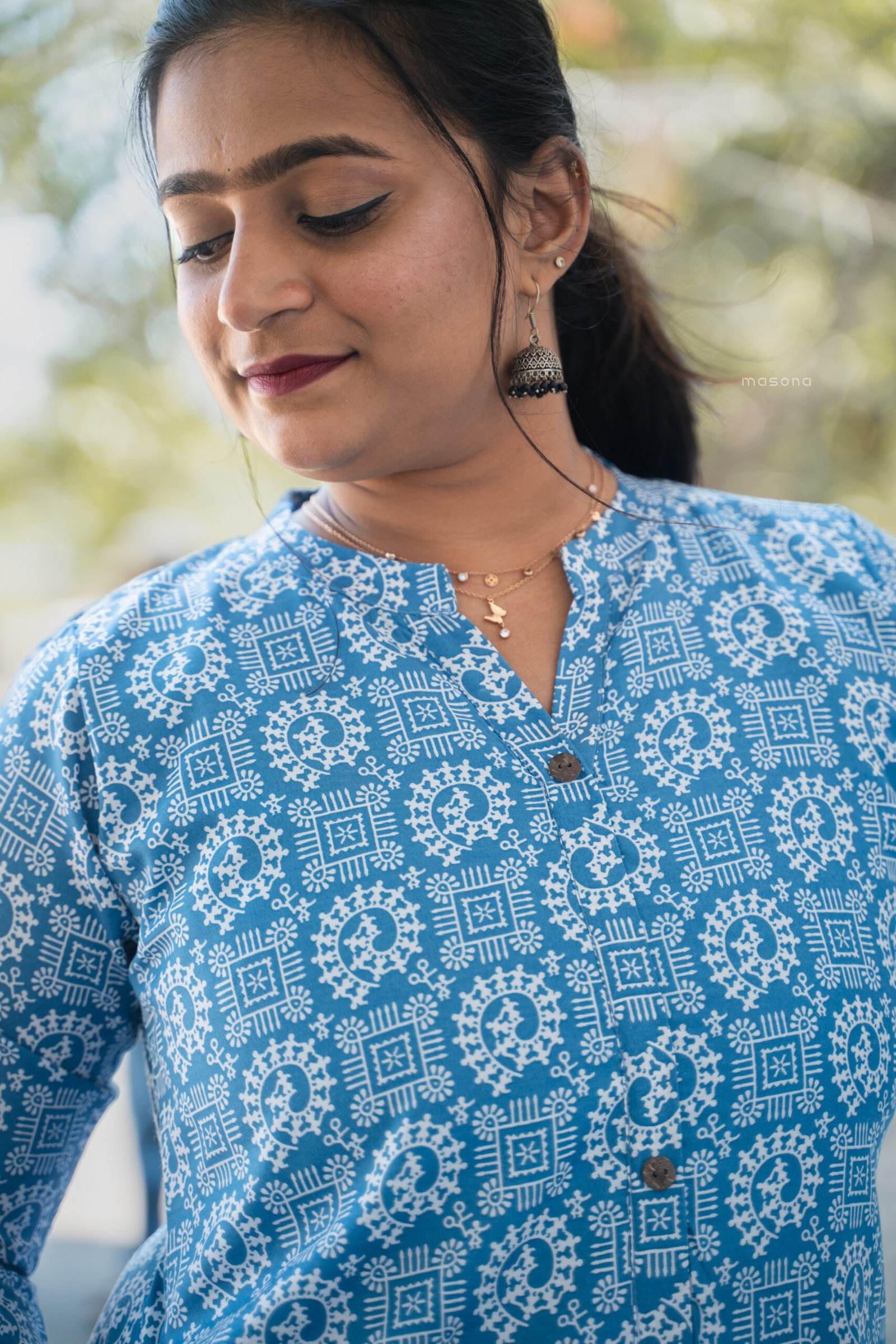 A Graceful A-Line Top With Full Button Down - M1734 - Image 3